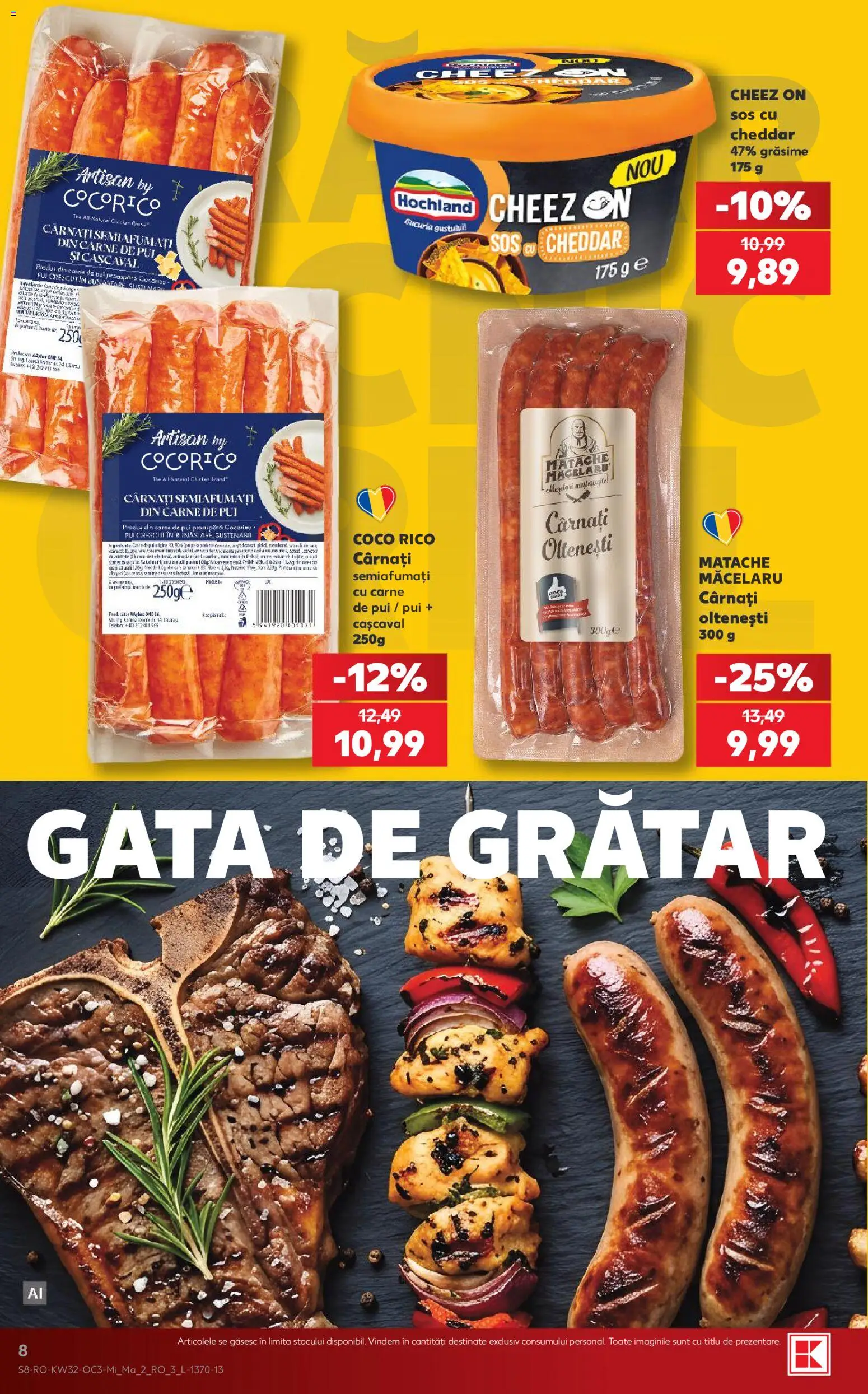 Noul catalog Kaufland – valabil de la 05.08.2026 | Pagină: 8 | Produse: Grătar, Cașcaval, Sos, Cârnați