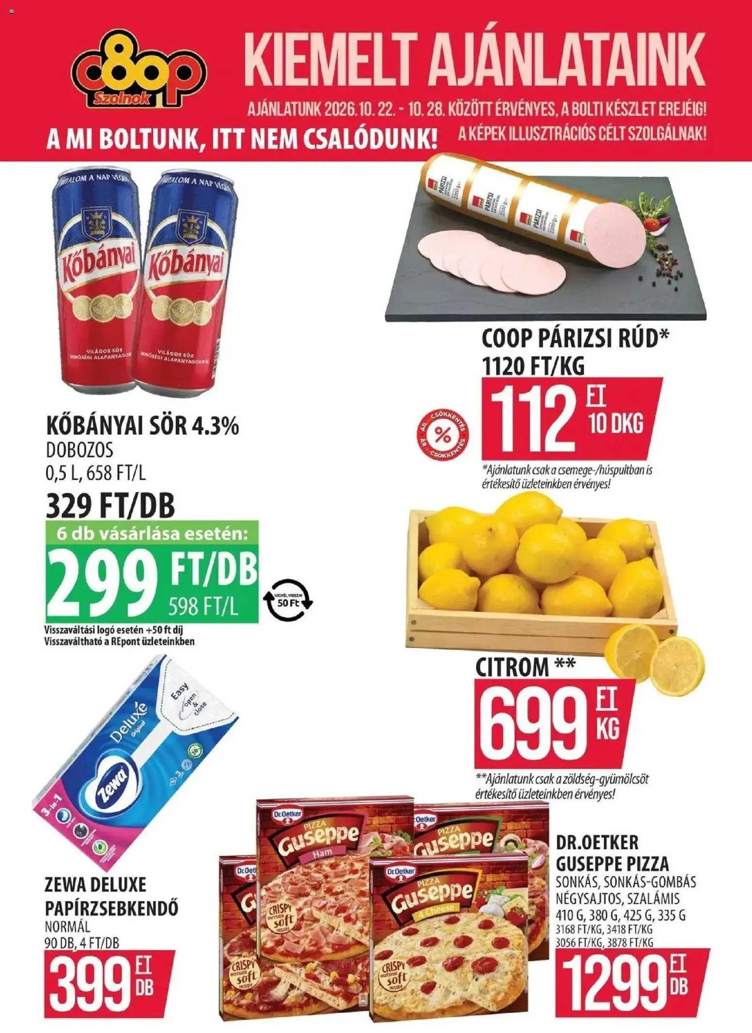 COOP Szolnok akciós újság Debrecen - 2026.10.22. -tól/töl > akció, lapozható szórólap 🛍️ | Oldal: 1 | Termékek: Világos sör, Zewa, Pizza, Sör