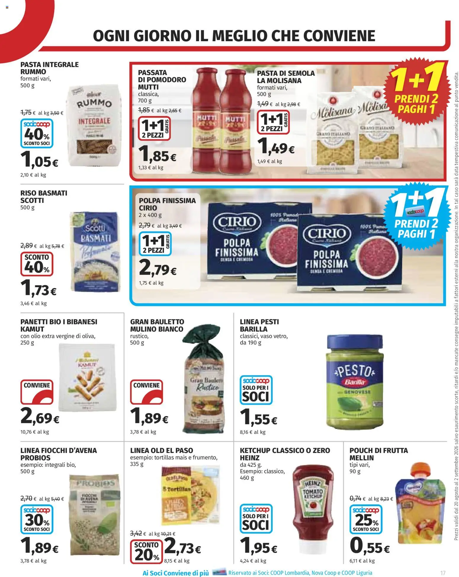 Volantino COOP del 20/08/2026 | Pagina: 17 | Prodotti: Barilla, Pesto, Olio extra vergine, Semola