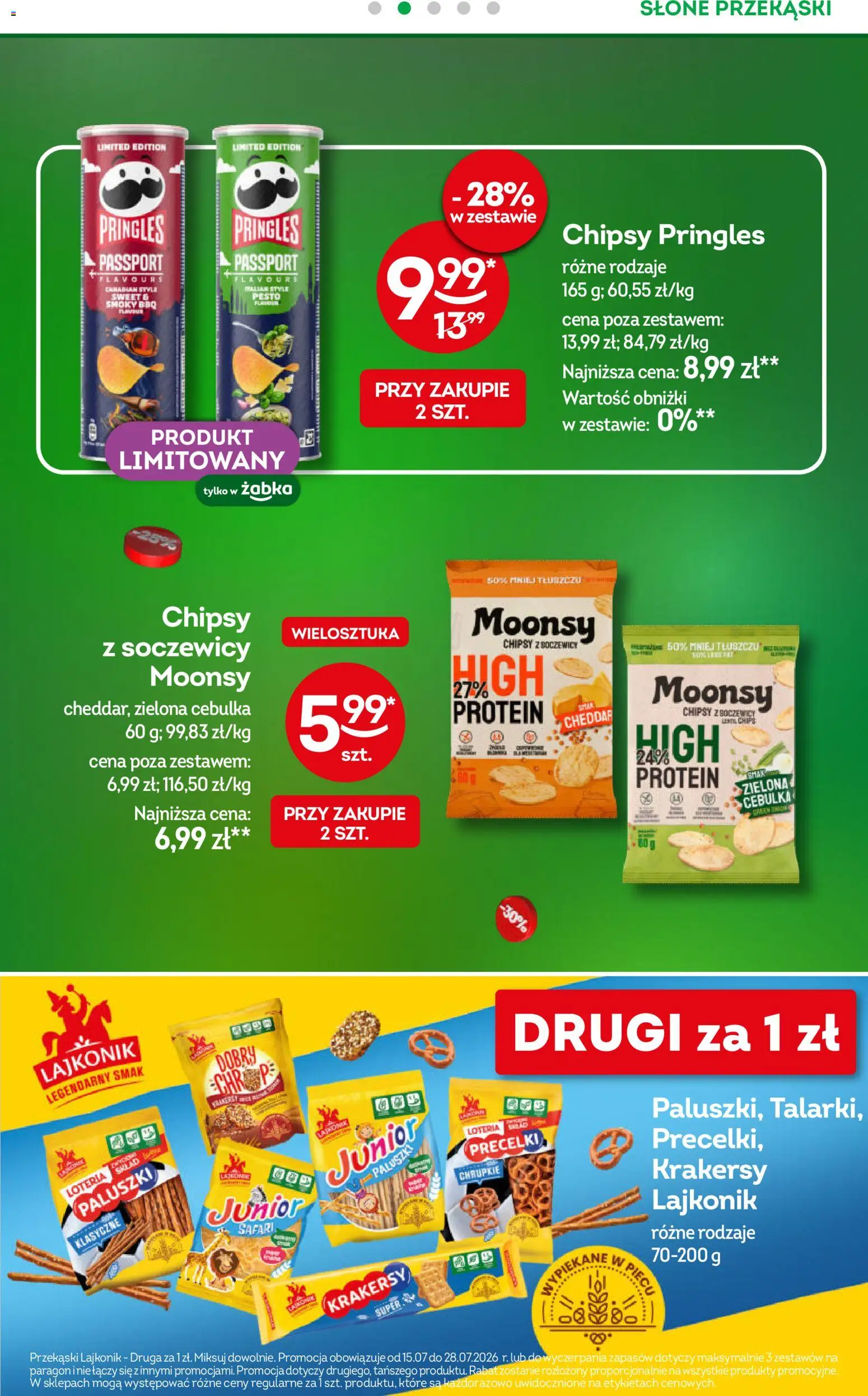 Żabka gazetka od 15.07.2026 | Strona: 31 | Produkty: Chipsy z soczewicy, Pesto, Paluszki, Krakersy
