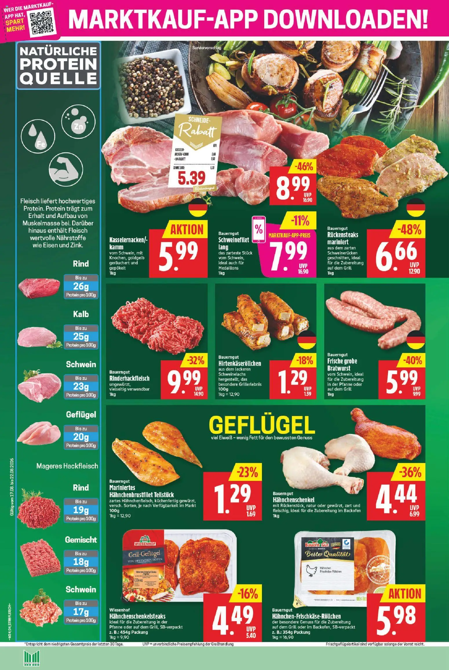 Marktkauf Prospekt – gültig ab 17.08.2026 | Seite: 4 | Produkte: Bratwurst, Backofen, Schweinerucken, Frischkase
