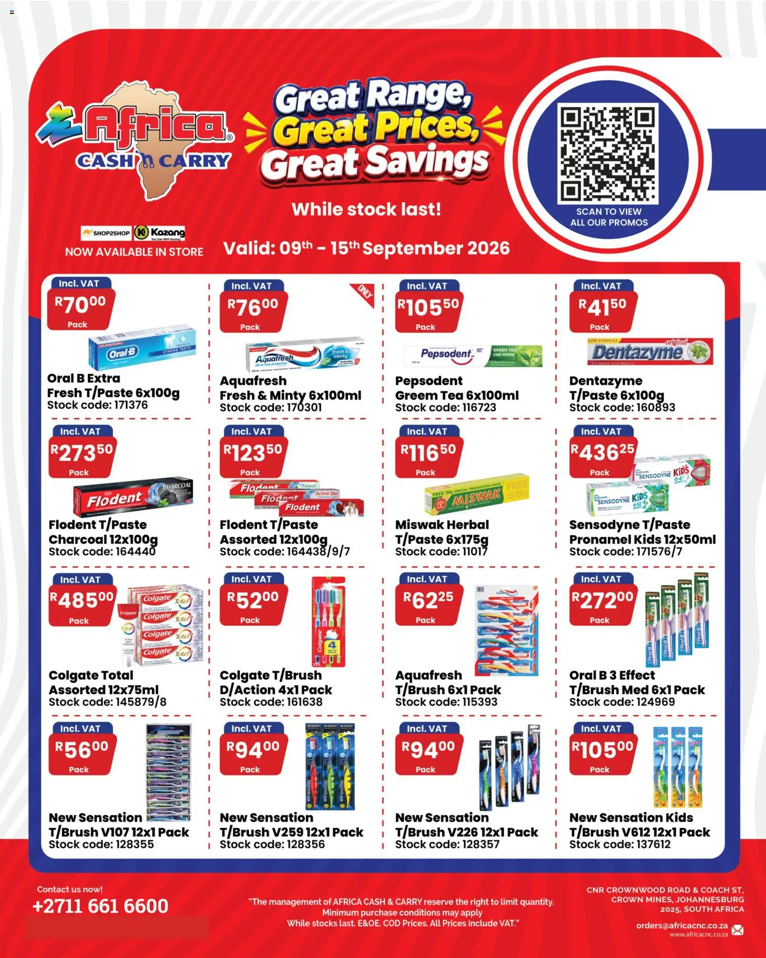 New Africa Cash & Carry catalogue – valid from 09/09/2026 | Page: 1 | Products: Tea, Stock