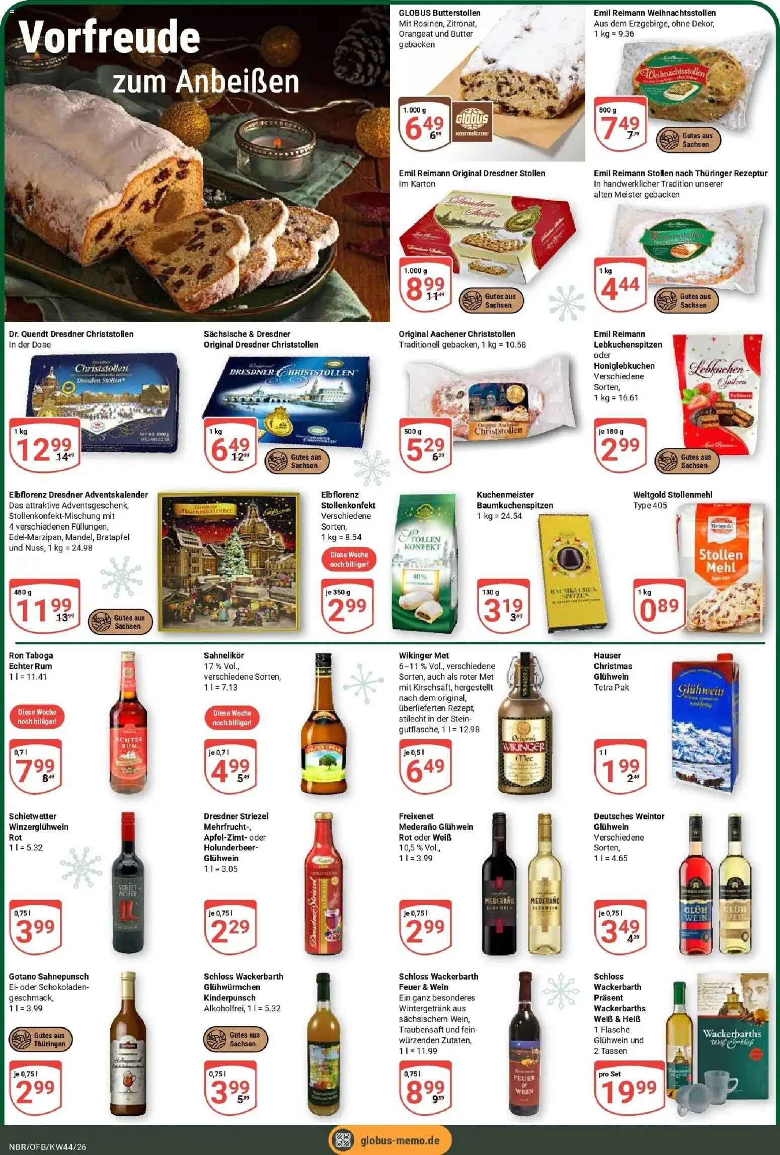 Globus Prospekt Neubrandenburg – gültig ab 26.10.2026 | Seite: 15 | Produkte: Met, Mehl, Freixenet, Rum