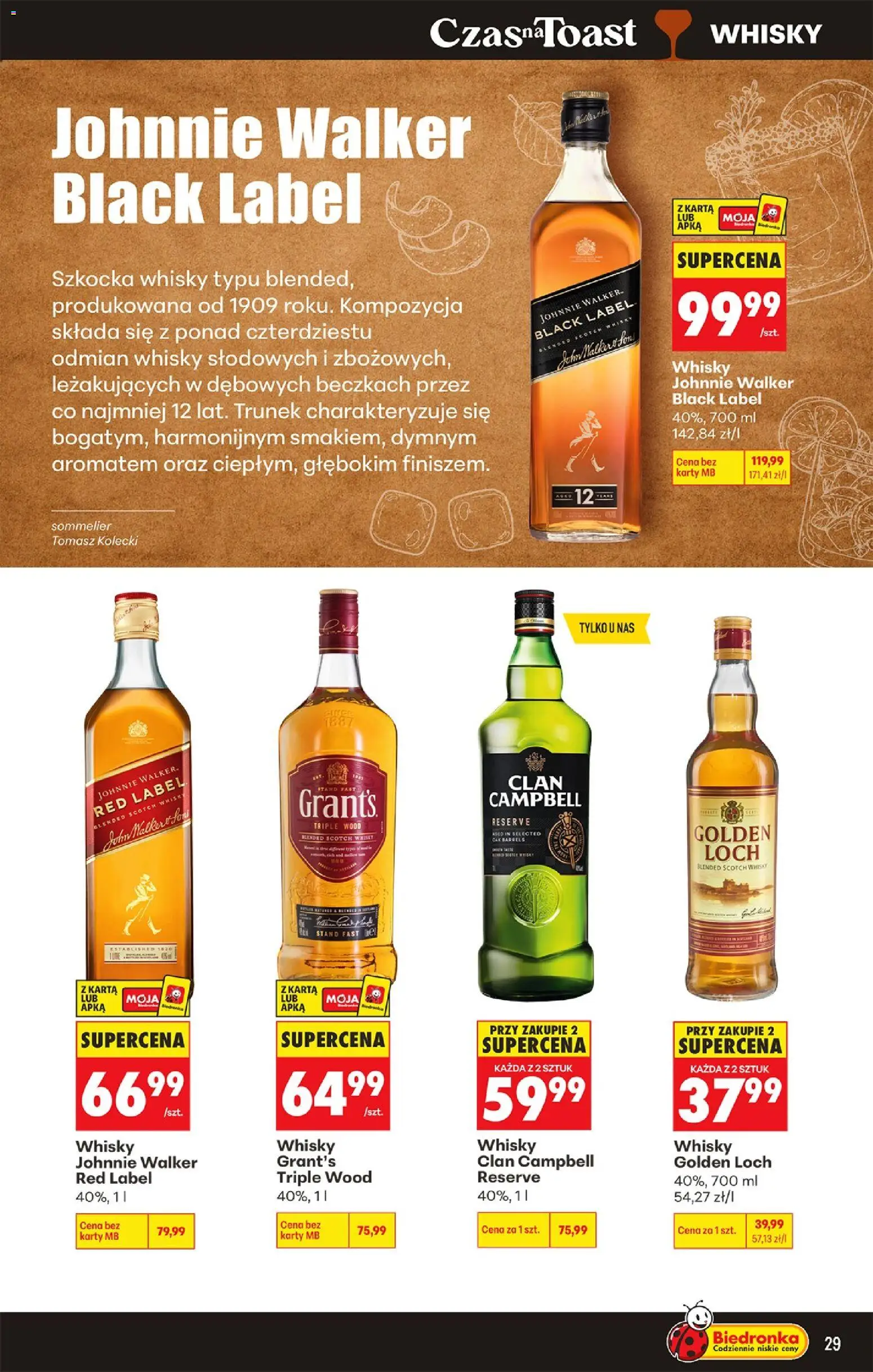 Biedronka gazetka - Czas na toast od 21.09.2026 | Strona: 31 | Produkty: Karta, Grant's, Scotch whisky, Red label