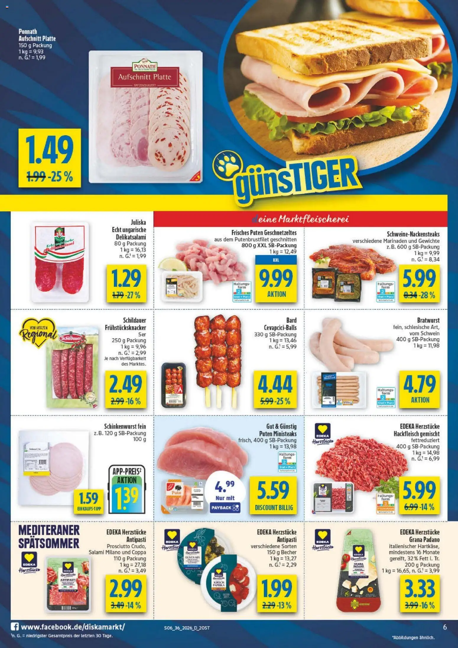 Diska - Diska Angebote Sachsen-Thüringen KW36 – gültig ab 26.08.2026 | Seite: 6 | Produkte: Grana Padano, Pute, Bratwurst, Hackfleisch