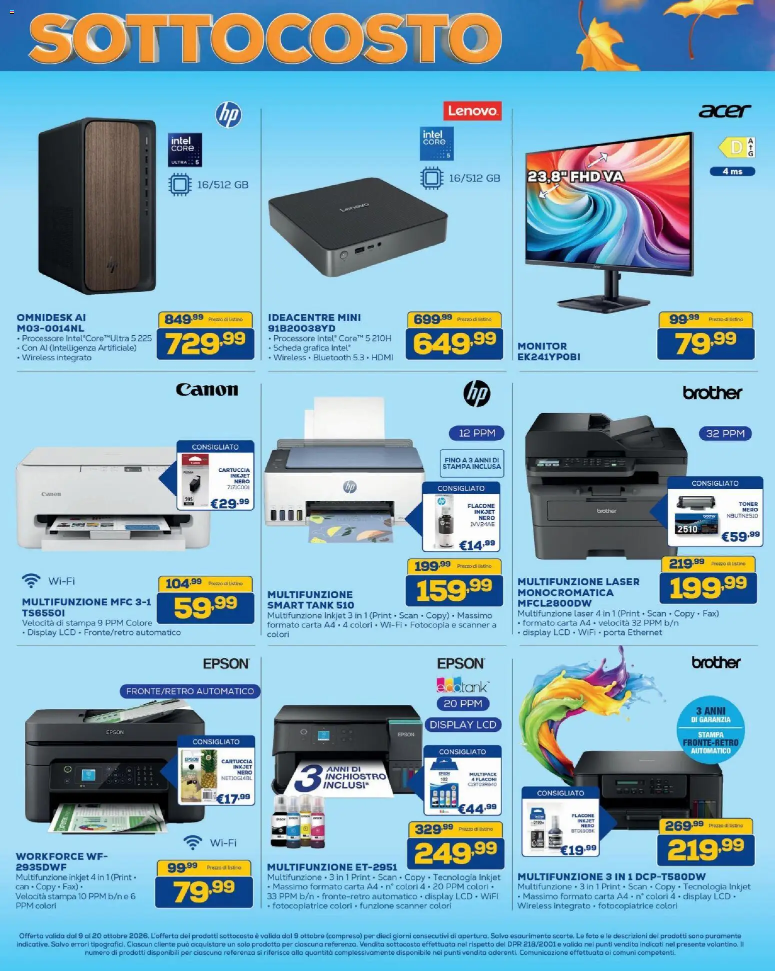 Volantino BRUNO del 09/10/2026 | Pagina: 18 | Prodotti: Monitor, Toner, Stampa, Carta A4