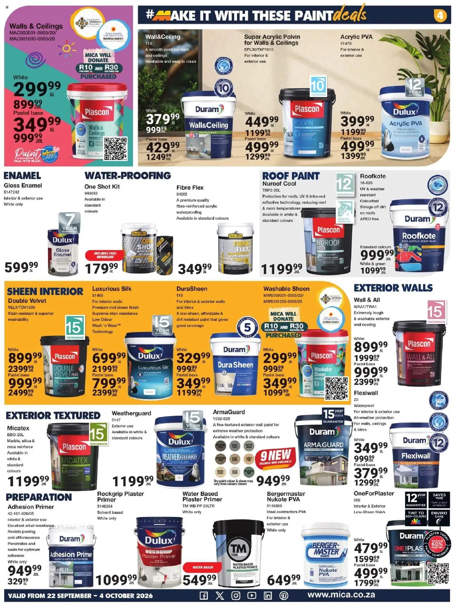 New MICA catalogue – valid from 22/09/2026 | Page: 4 | Products: Primer, Plaster primer, Polvin, Enamel