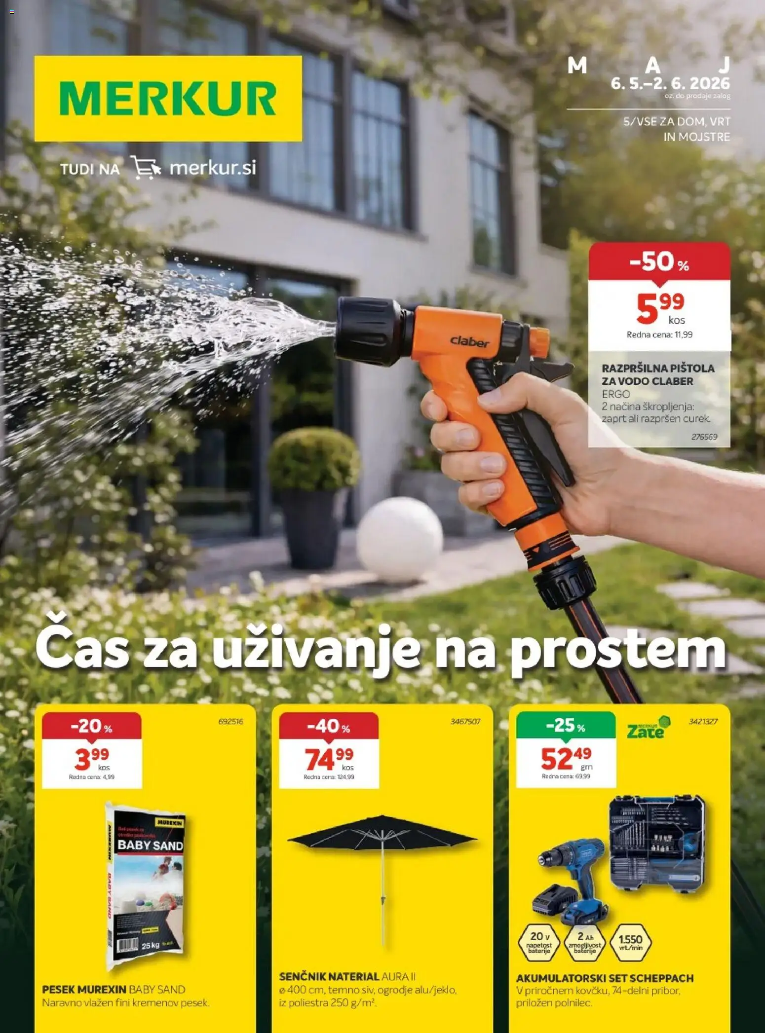 Novi Merkur katalog ponudbe – veljaven od 06.05.2026 | Stran: 1 | Izdelki: Senčnik, Baterije