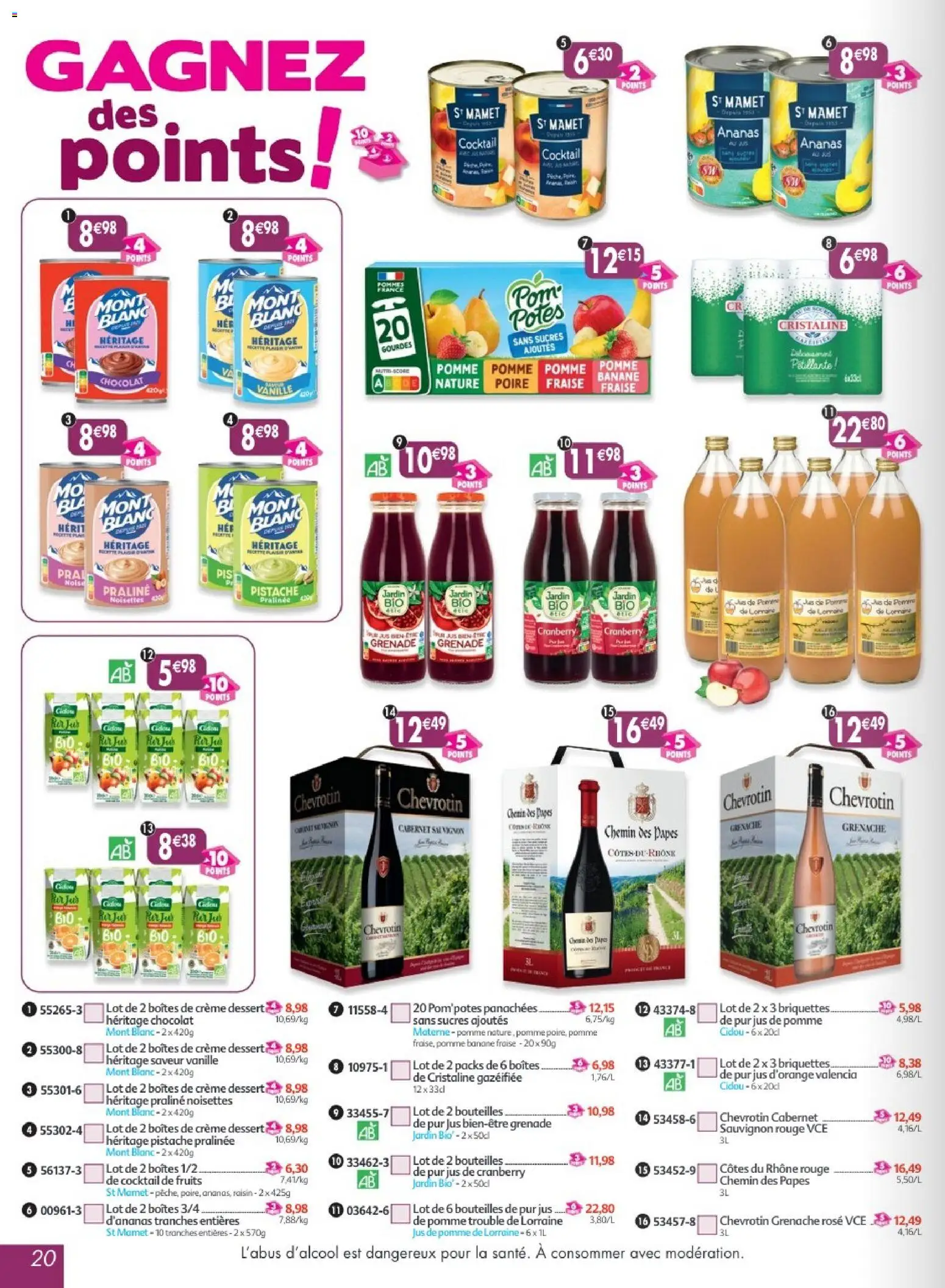 {H1} | Page: 20 | Produits: Cabernet Sauvignon, Fraise, Dessert, Grenade