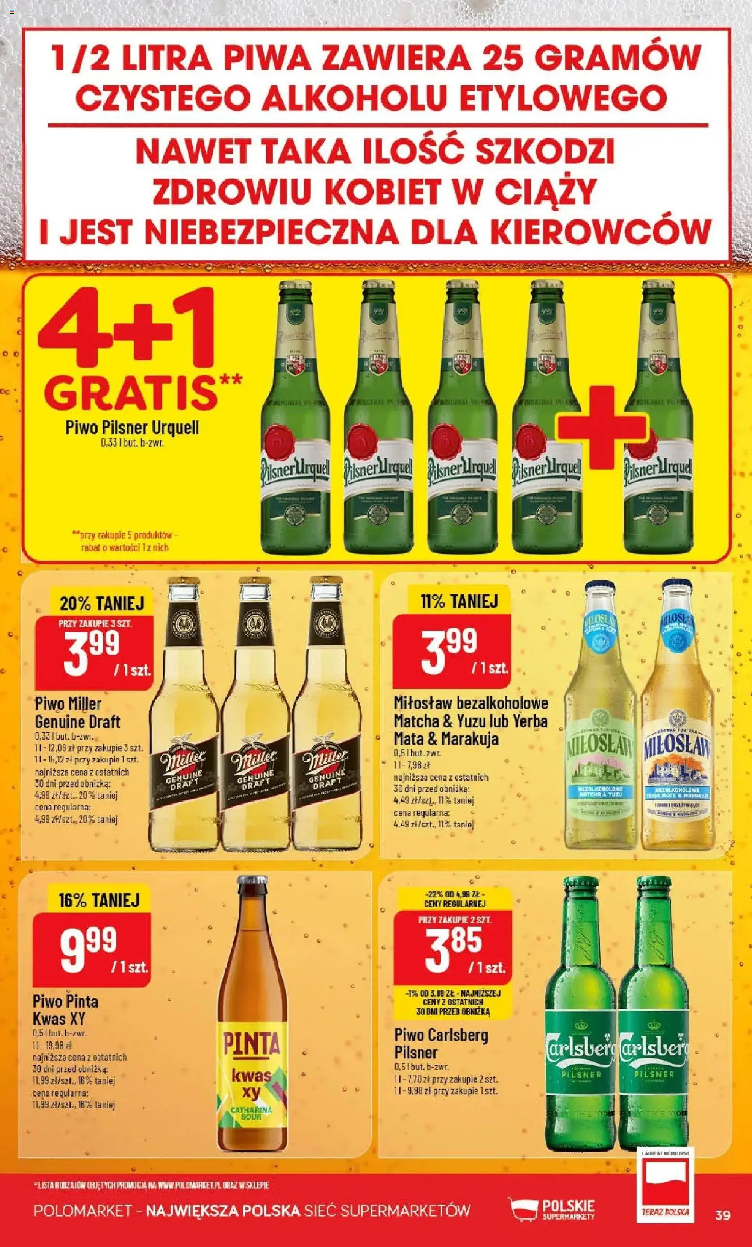 POLOmarket gazetka od 15.04.2026 | Strona: 39 | Produkty: Piwo Carlsberg, Piwo