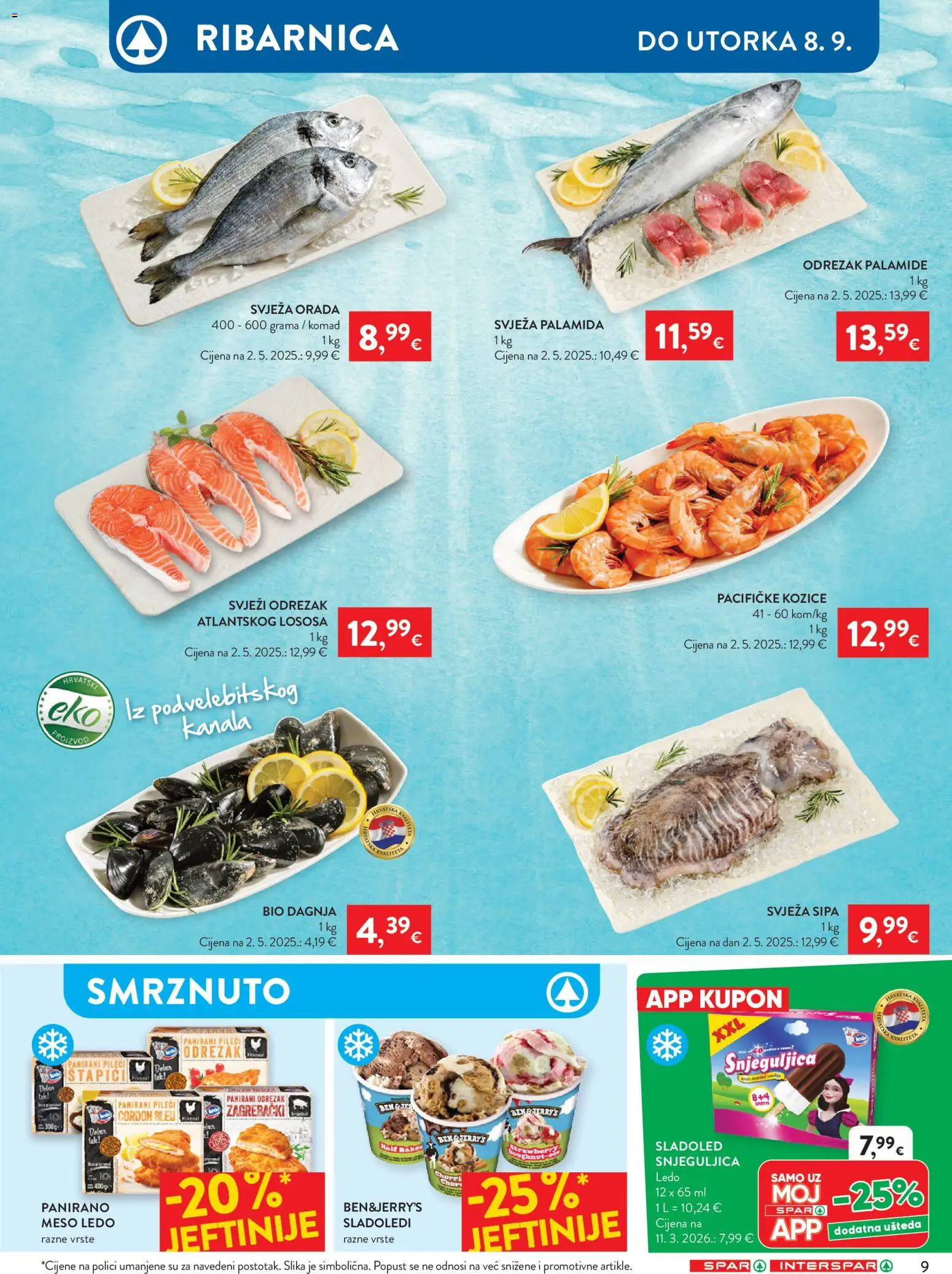 Interspar katalog | vrijedi od 02.09.2026 | Stranica: 11 | Proizvodi: Meso, Štapići, Dove, Kozice