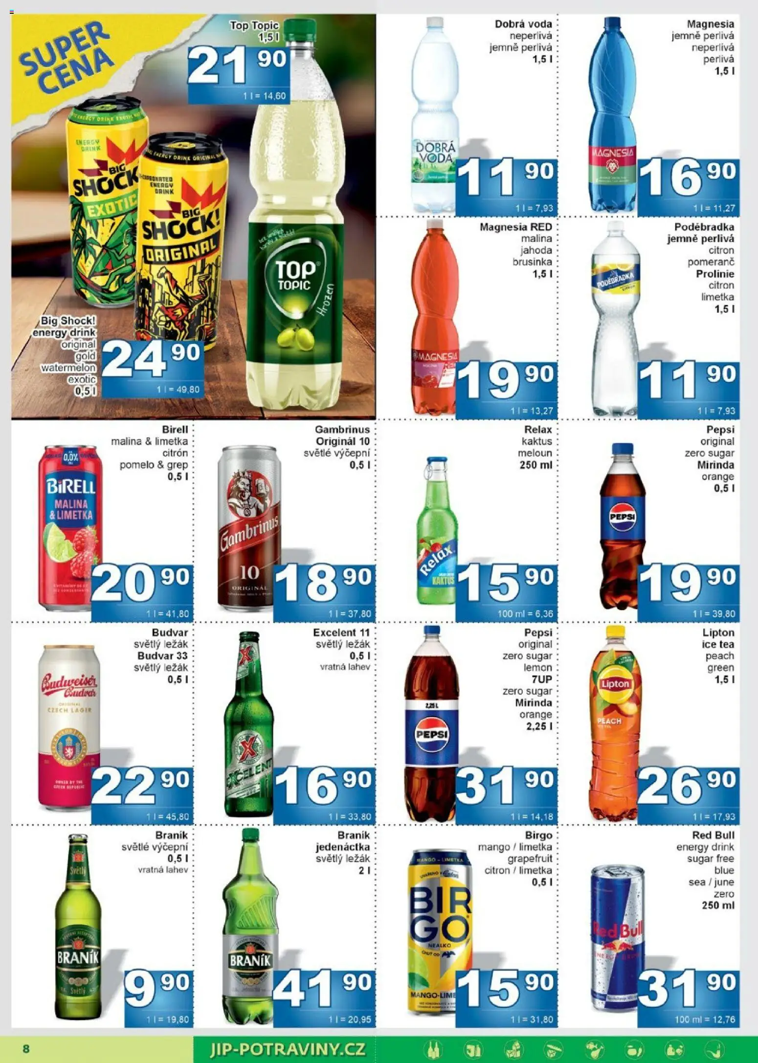 Jip leták od 22.04.2026 | Strana: 8 | Produkty: Pomelo, Excelent 11, Red Bull, Ice tea