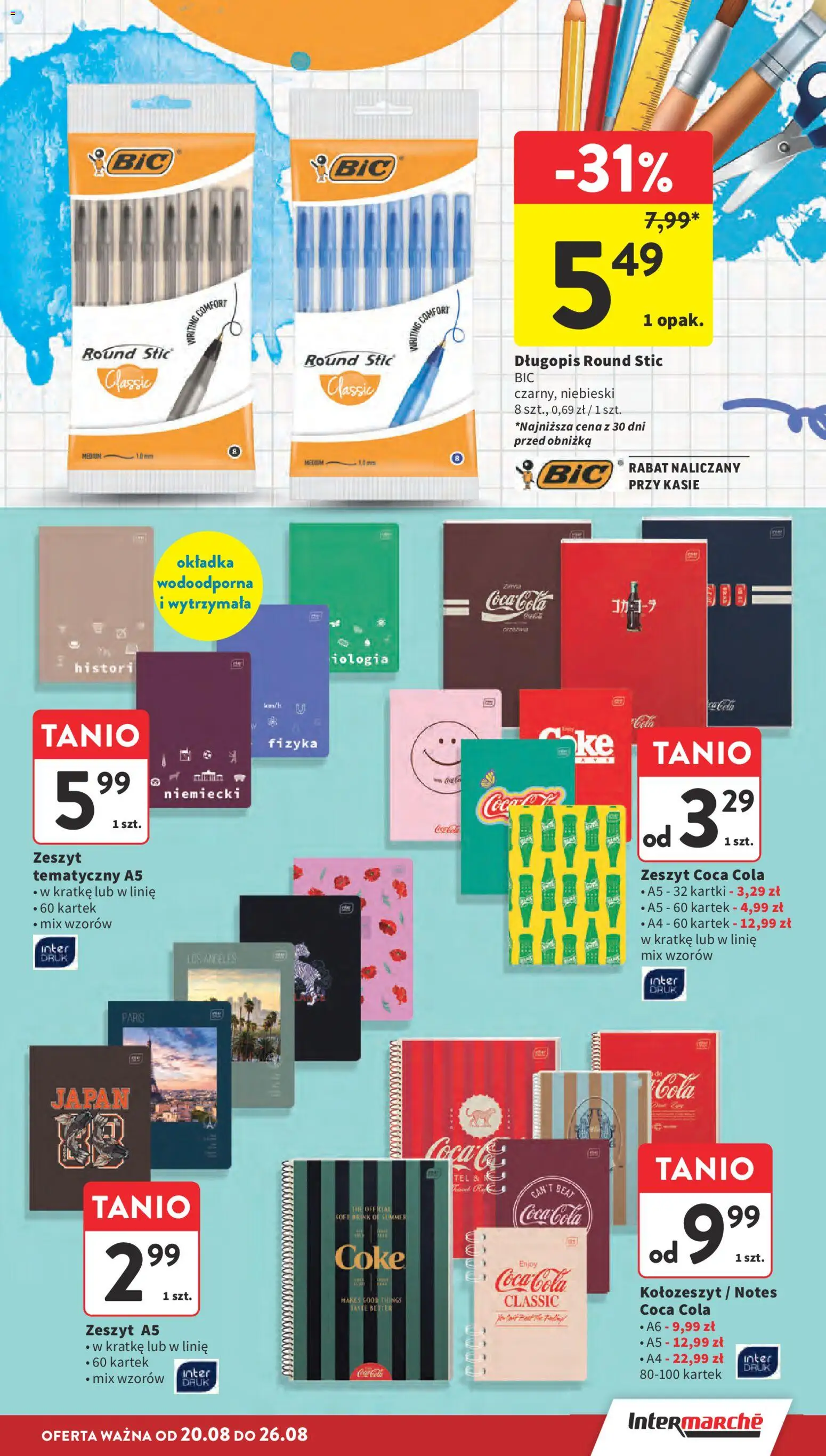 Intermarche gazetka od 20.08.2026 | Strona: 9 | Produkty: Zeszyt, Coca cola, Coca cola 1