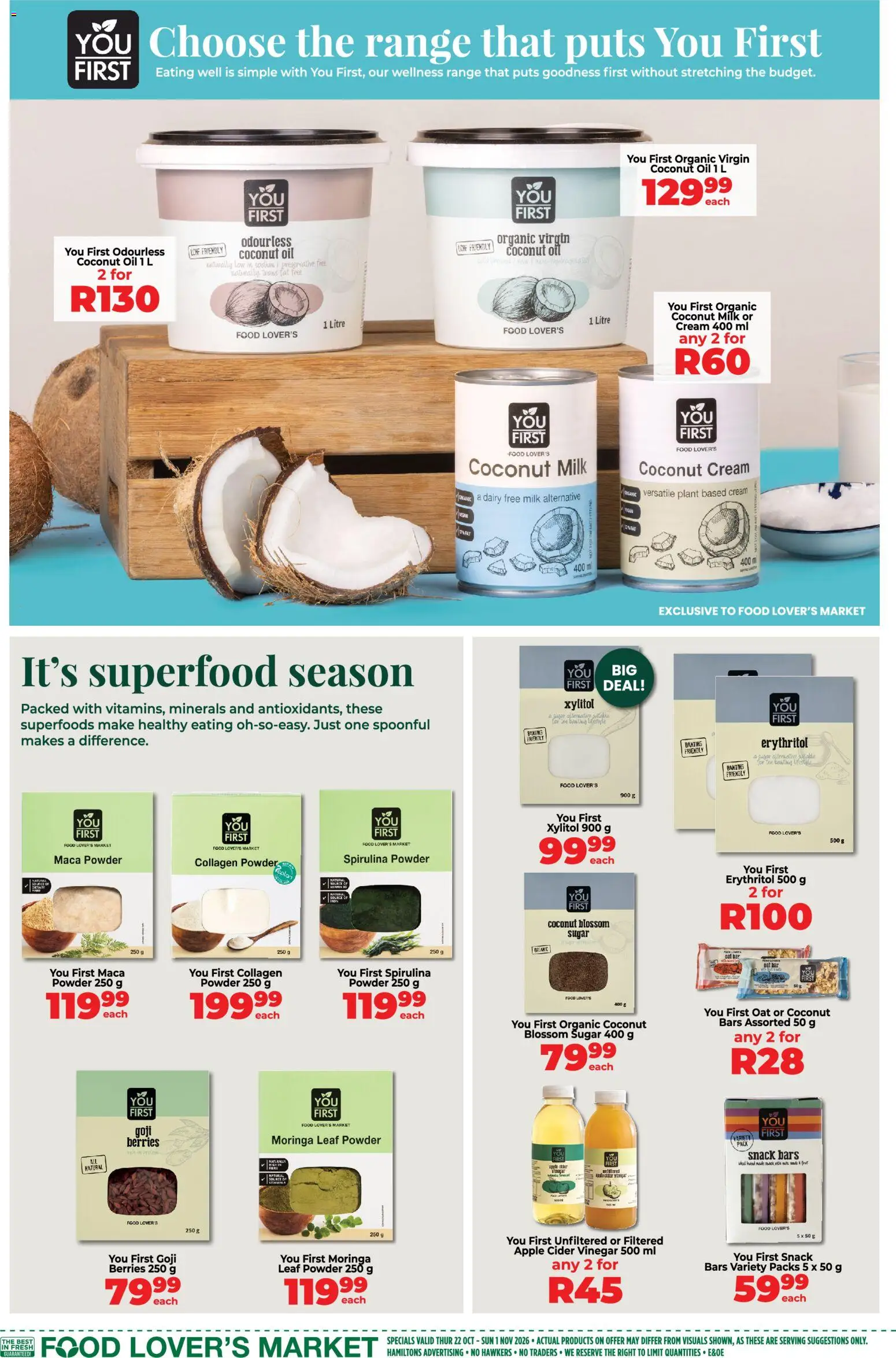 New Food Lover's Market catalogue – valid from 22/10/2026 | Page: 2 | Products: Cider, Cream, Preservative, Coconut oil