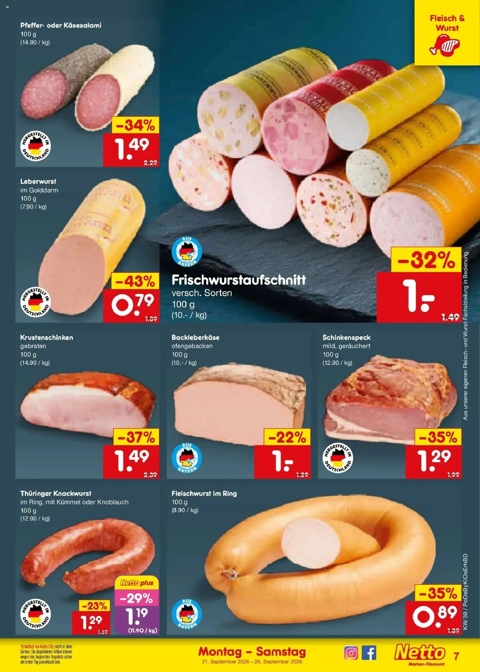 Netto Marken-Discount Prospekt Selb – gültig ab 21.09.2026 | Seite: 11 | Produkte: Pfeffer, Wurst, Knoblauch, Fleisch