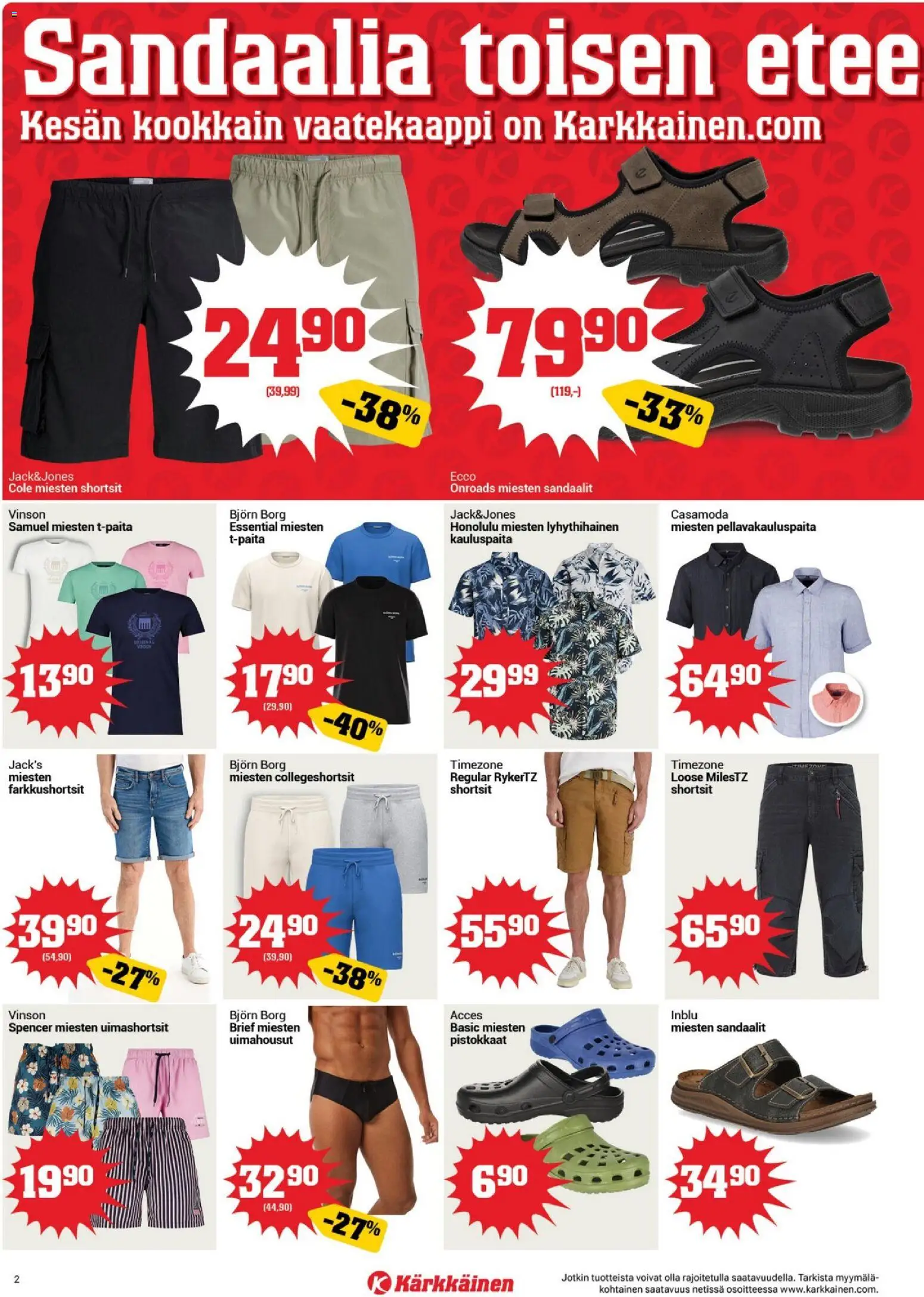 Kärkkäinen tarjoukset – voimassa 03.06.2026 alkaen | Sivu: 2 | Tuotteet: Uimahousut, Uimashortsit, Shortsit, Sandaalit