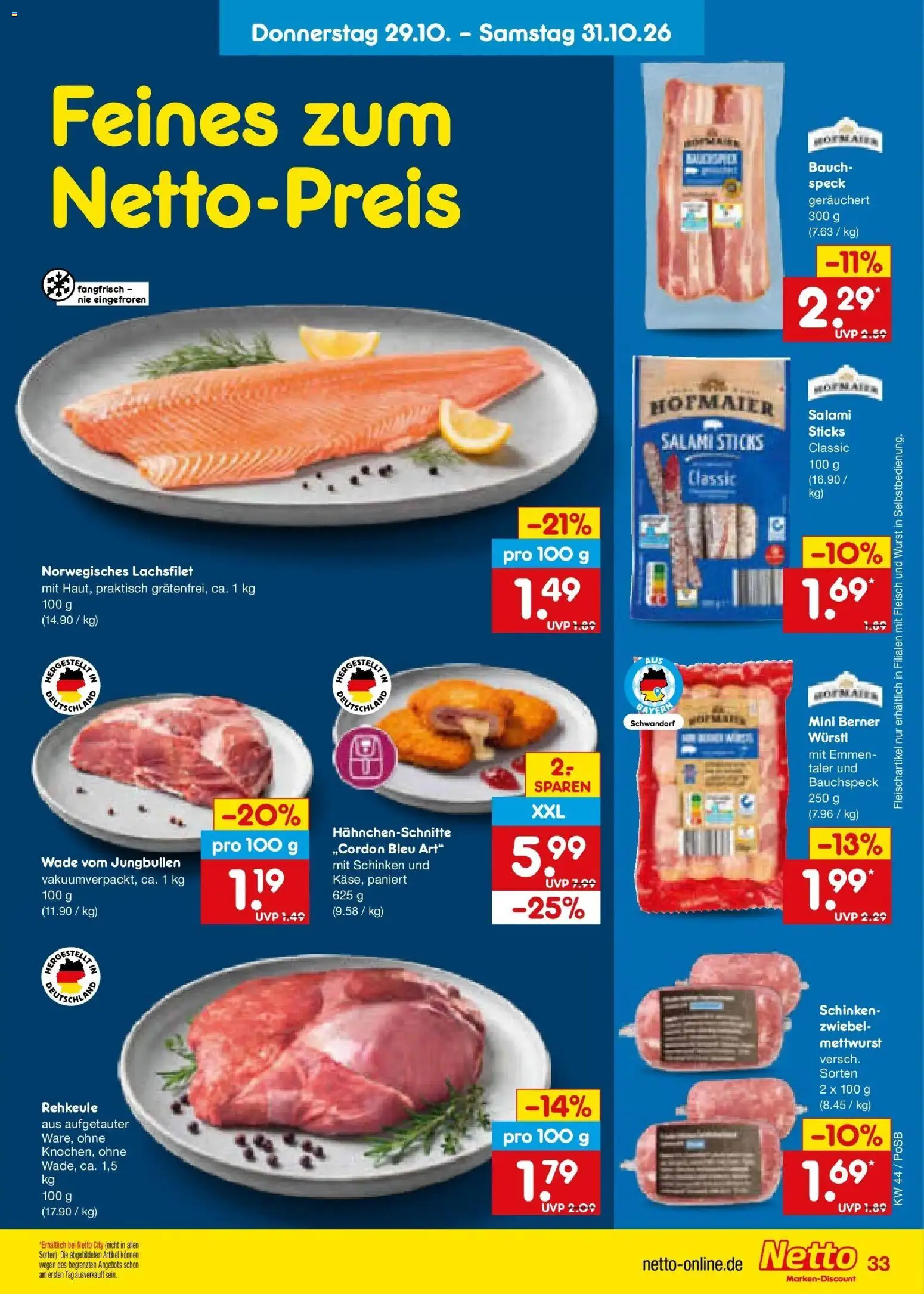 Netto Marken-Discount Prospekt Amberg – gültig ab 26.10.2026 | Seite: 43 | Produkte: Würstl, Salami, Schinken, Fleisch