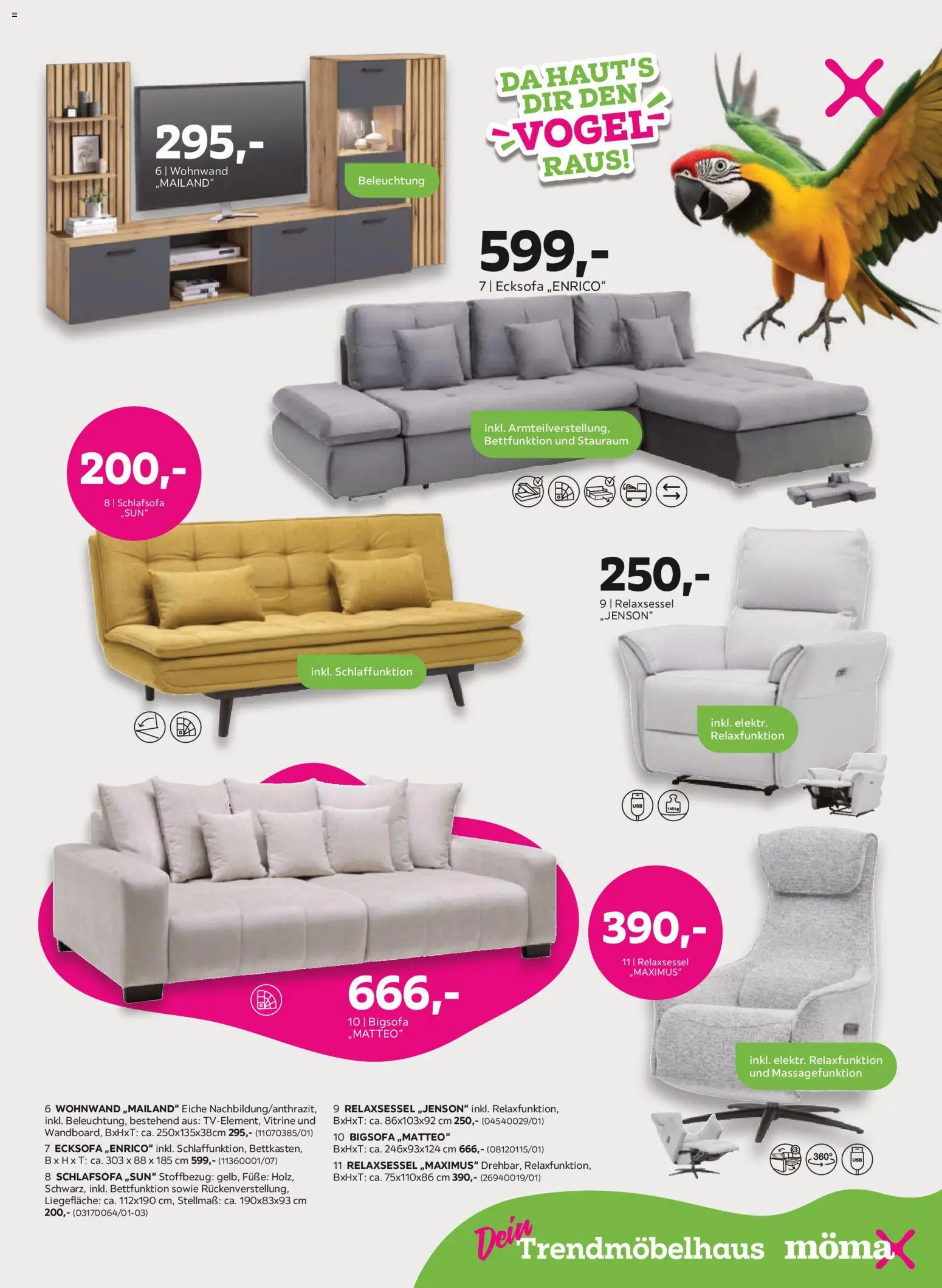 Mömax Prospekt – gültig ab 28.09.2026 | Seite: 3 | Produkte: Schlafsofa, Ecksofa, Relaxsessel, Wohnwand