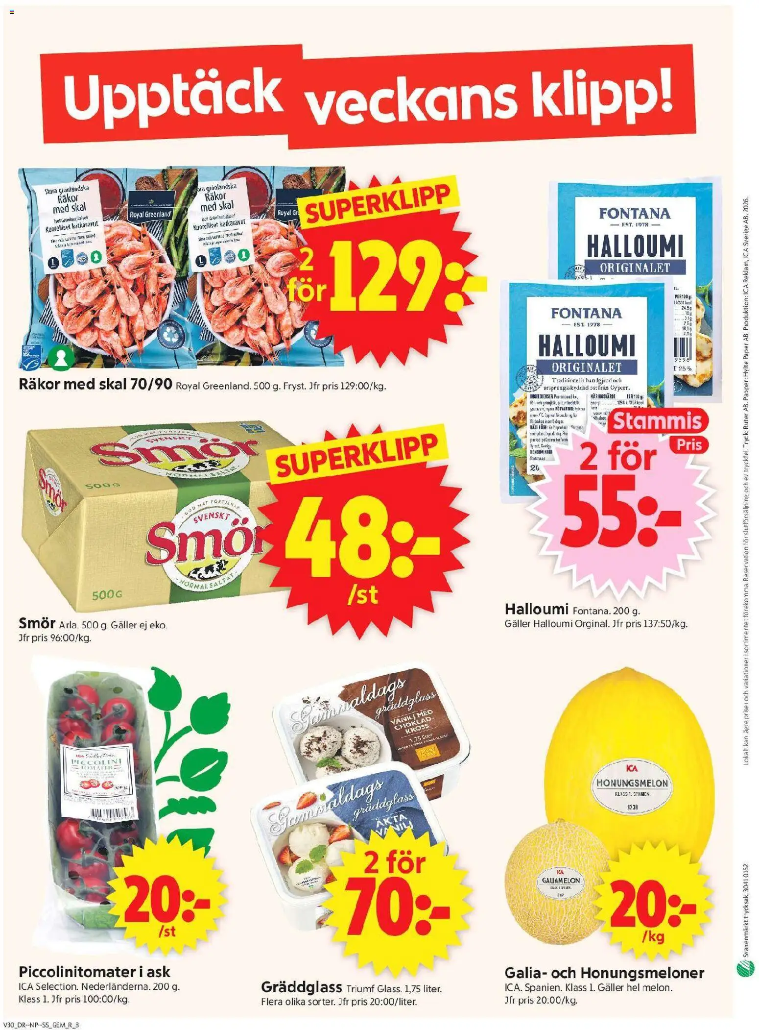 ICA Supermarket reklamblad aktuell från 20/07/2026 | Sida: 10 | Produkter: Galler, Räkor, Halloumi, Choklad