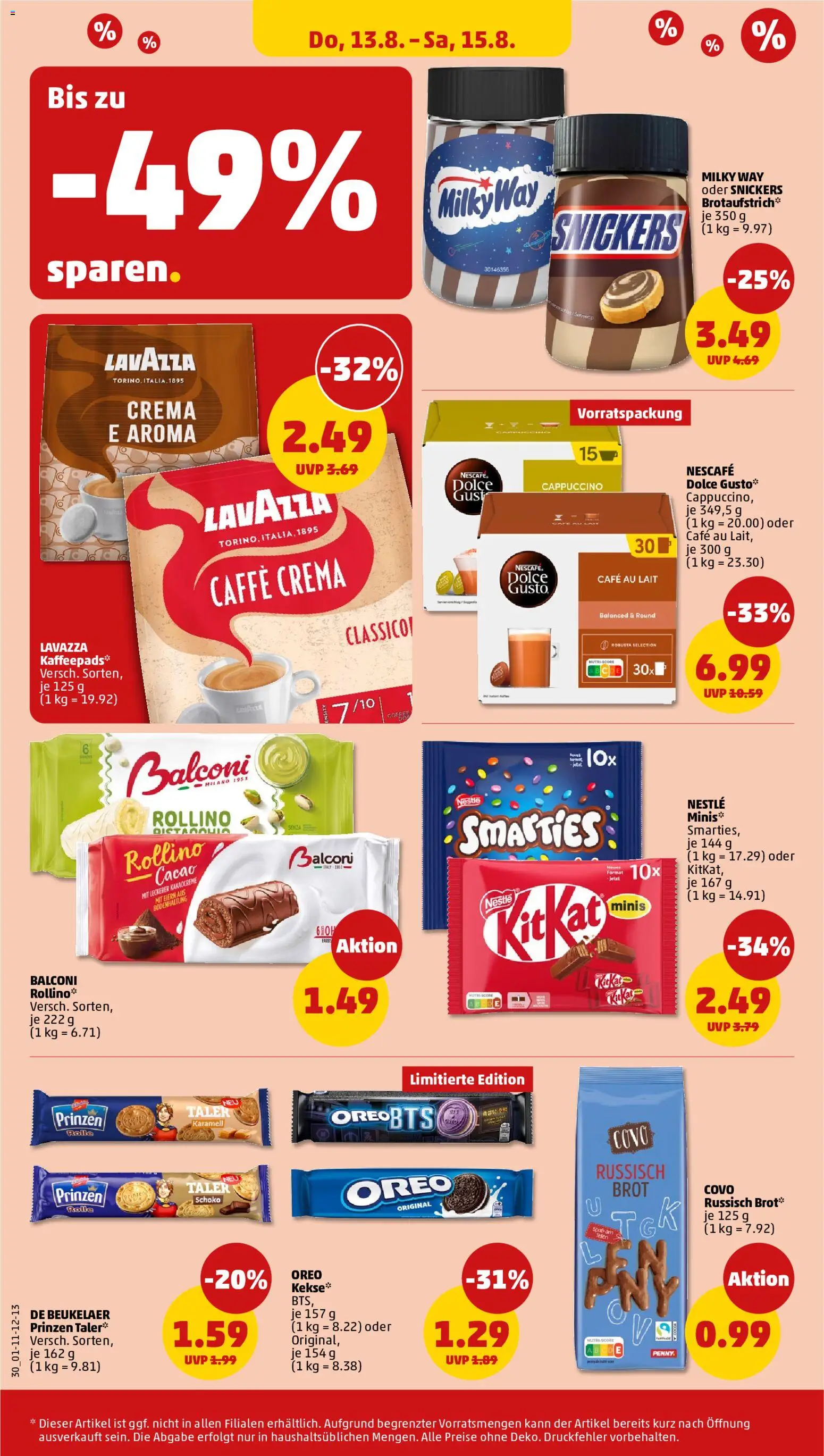 Penny Prospekt – gültig ab 10.08.2026 | Seite: 34 | Produkte: Lavazza, Kaffee, Brot, Kekse