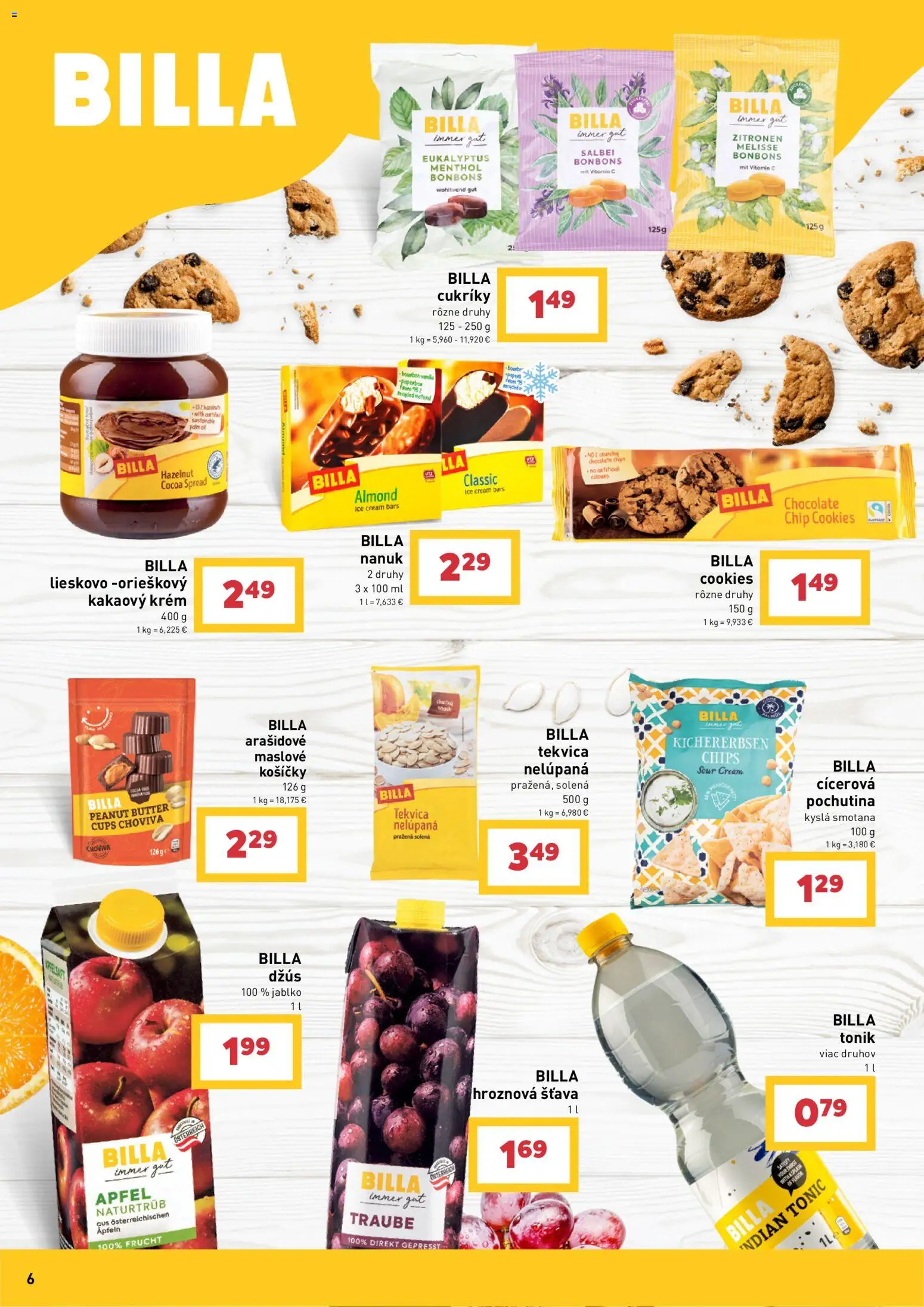 Nové Billa akcie – leták je platný od 22.07.2026 | Strana: 6 | Produkty: Smotana, Nanuk, Apple, Krém