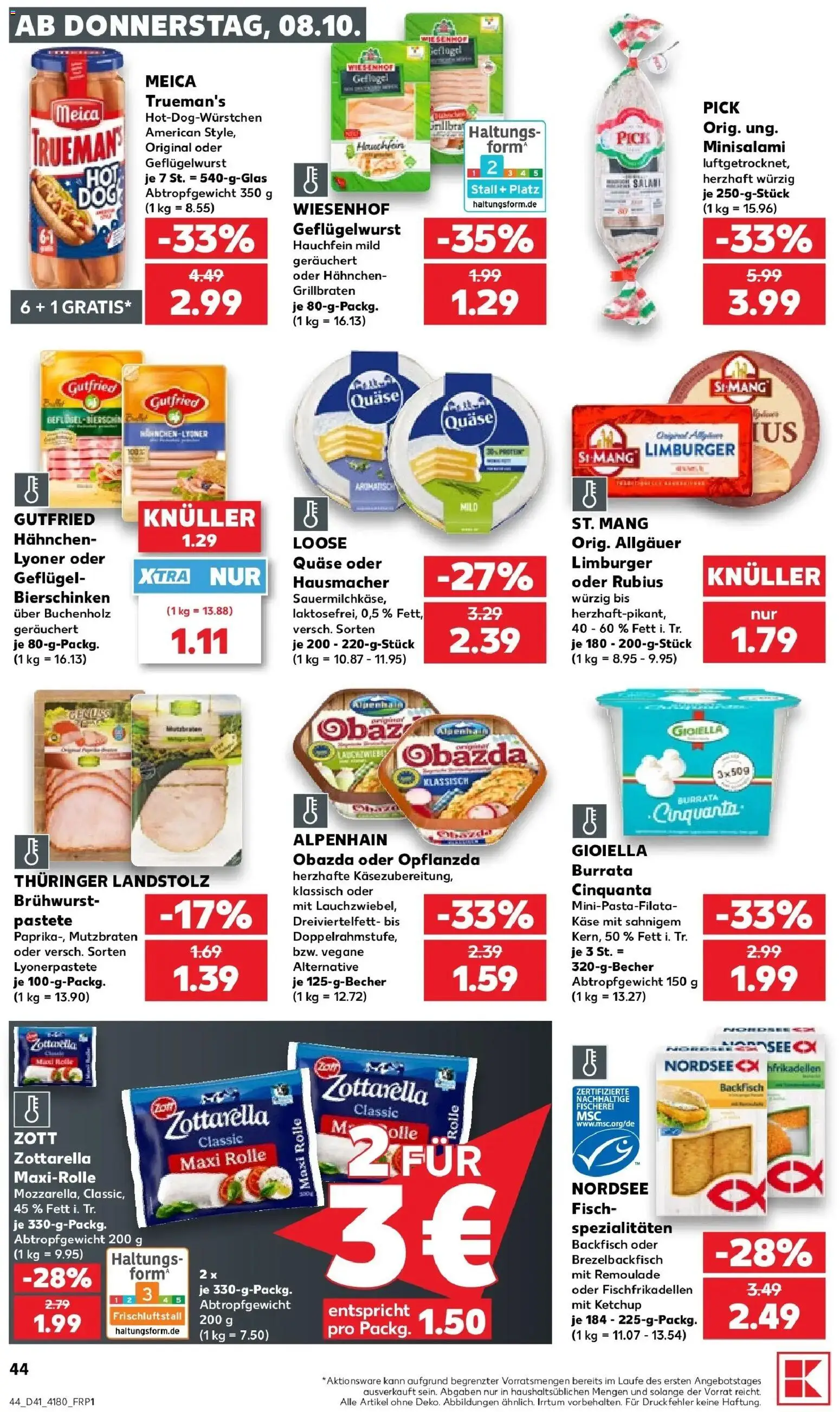 Prospekt Kaufland ab 05.10.2026 » Angebote Online zum Blättern | Seite: 58 | Produkte: Meica, Fisch, Burrata, Salami