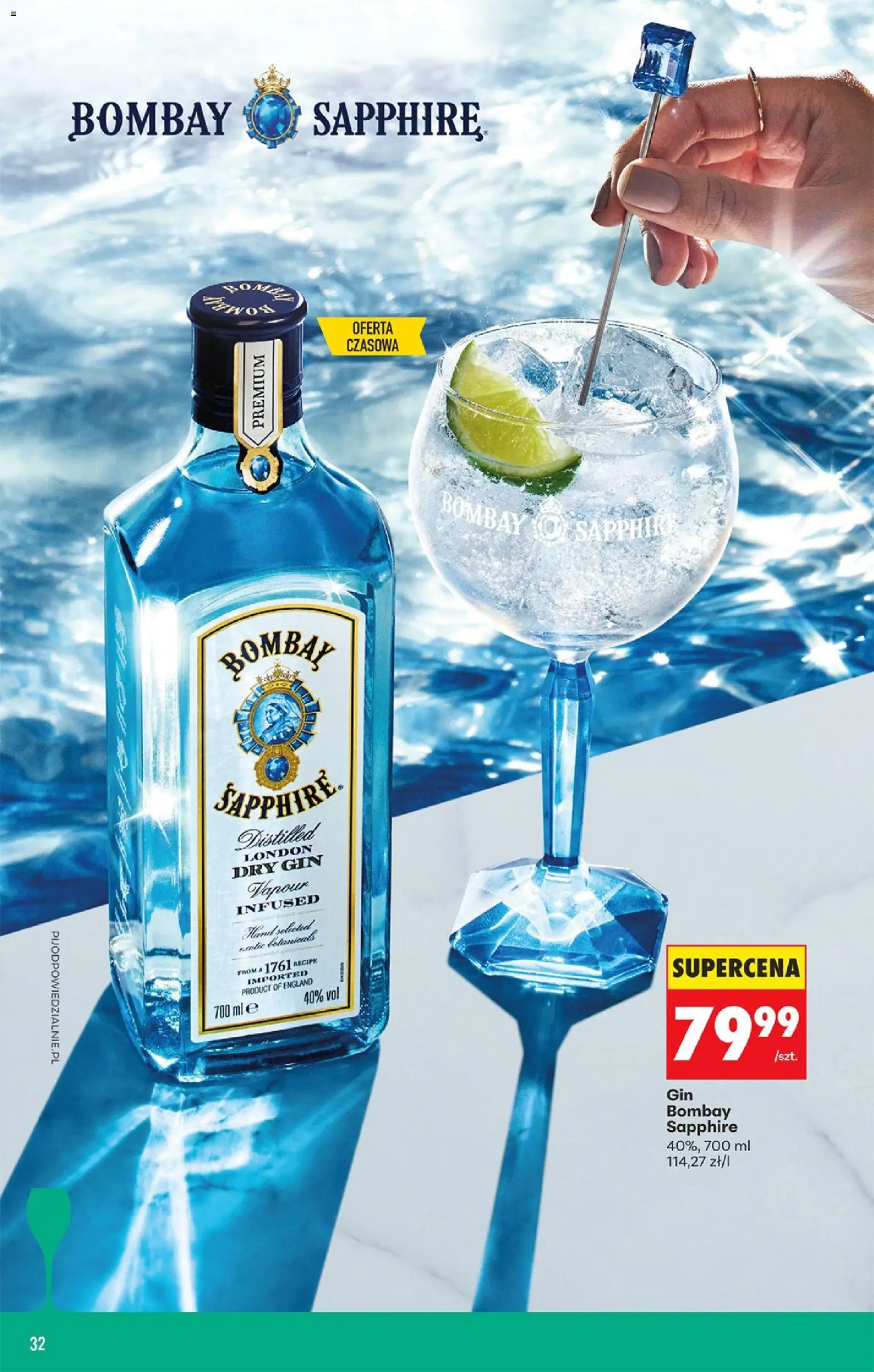 Biedronka gazetka - Czas na toast od 10.08.2026 | Strona: 32 | Produkty: Gin Bombay, Bombay Sapphire, London dry gin, Gin
