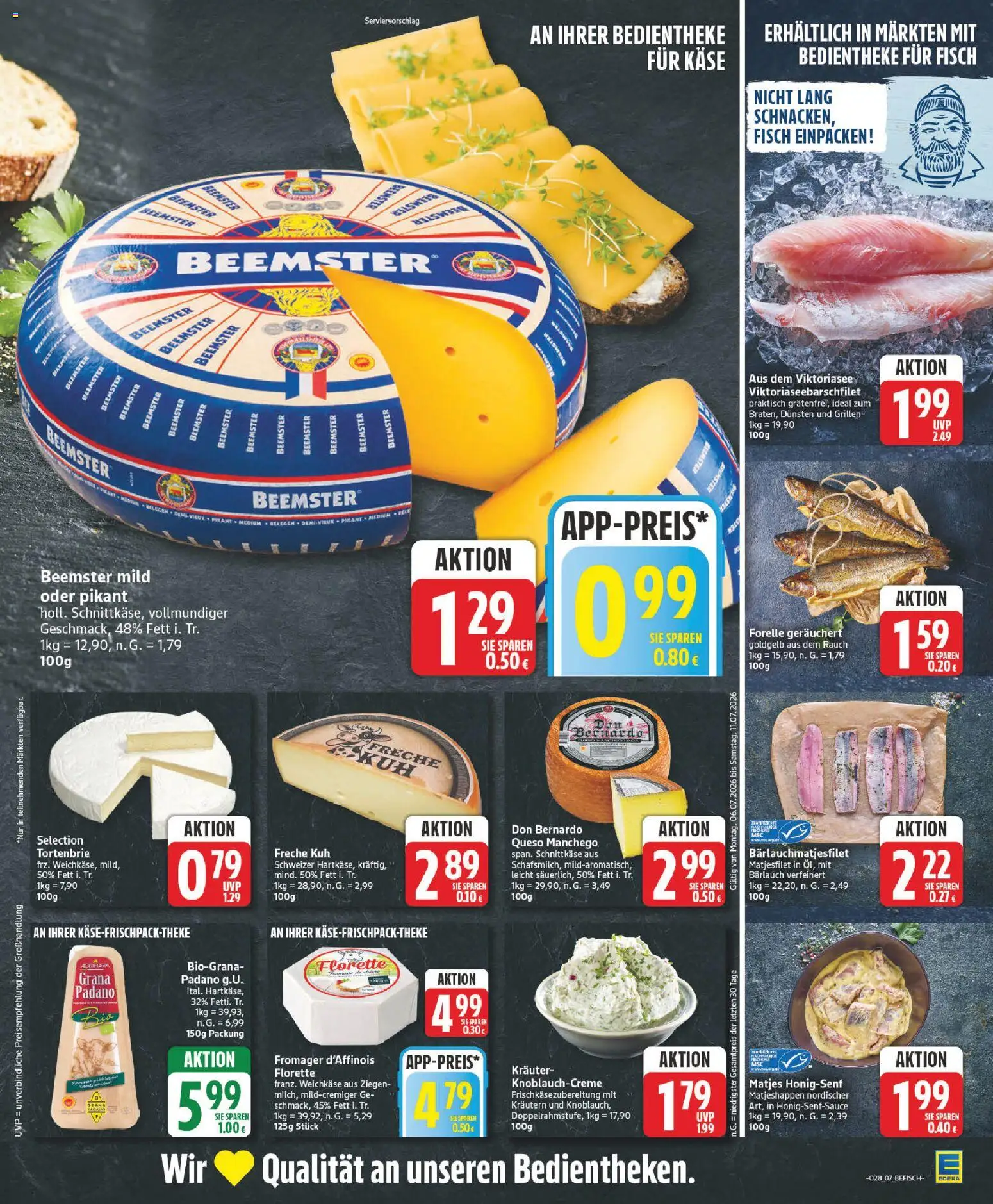 Edeka Prospekt – gültig ab 06.07.2026 | Seite: 7 | Produkte: Grana Padano, Käse, Fisch