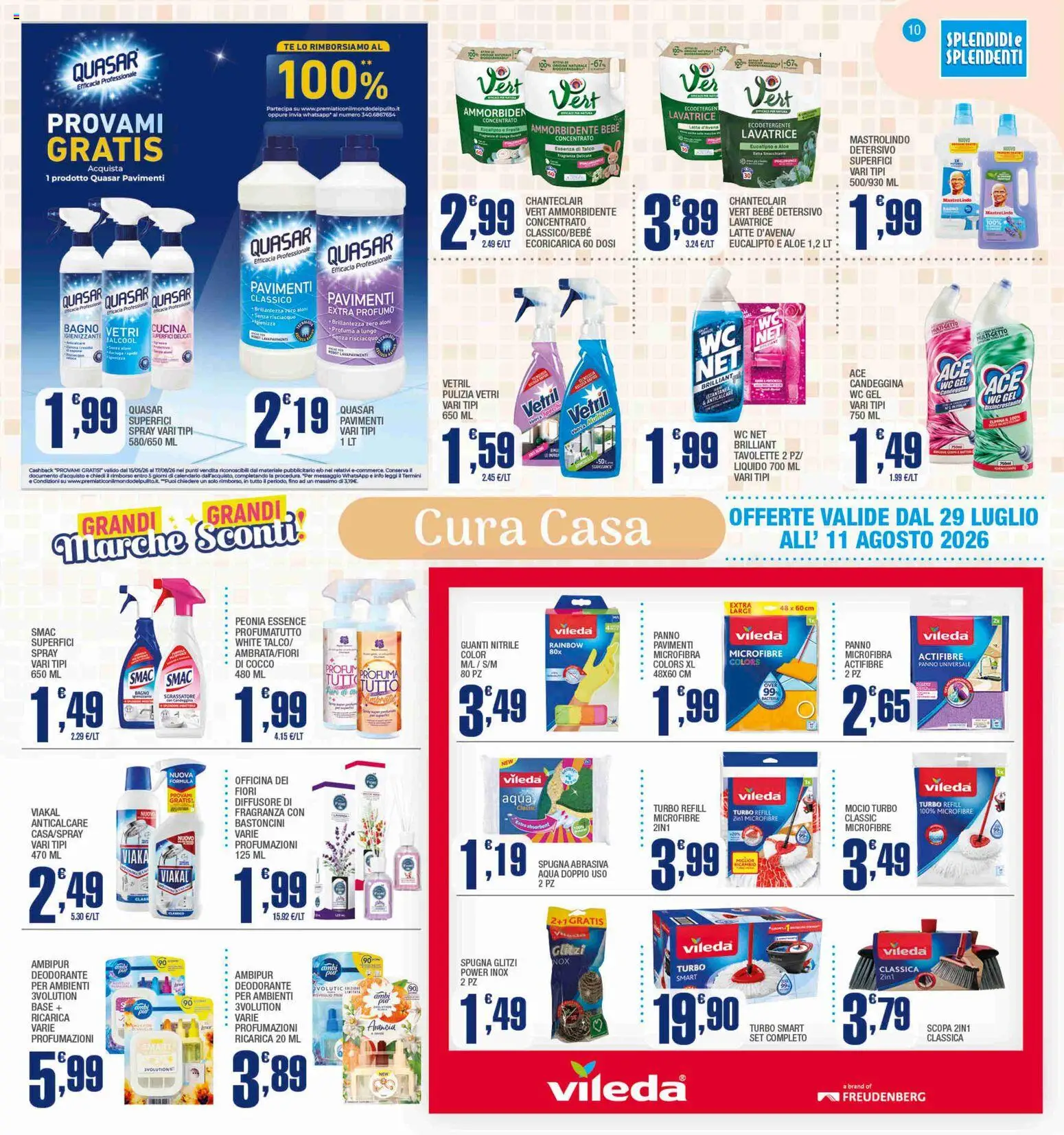 Volantino Splendidi e Splendenti del 29/07/2026 | Pagina: 10 | Prodotti: Ammorbidente, Guanti, Cocco, Bagno