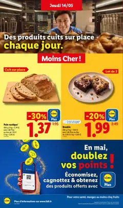 LIDL - Prévisualisation de Pain rustique*, 500 g (1 kg = 2,74 €) avec Lidl Plus au lieu de 1,95 € (1 kg = 3,90 €) valide à partir de 14.05.2026 | Page: 8