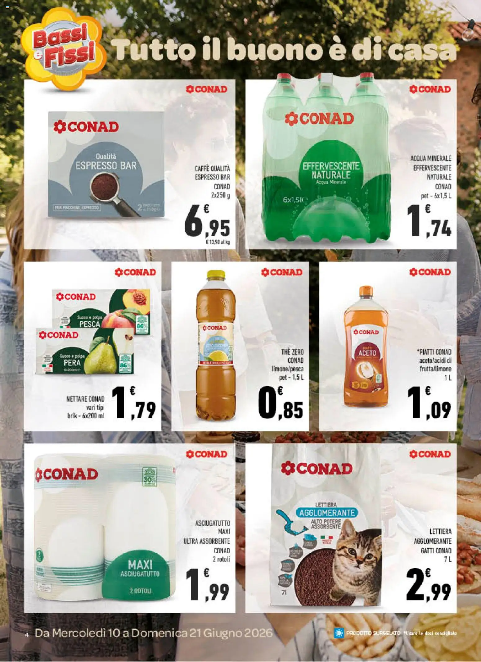 Volantino Conad del 10.06.2026 | Pagina: 4 | Prodotti: The, Aceto, Asciugatutto, Acqua minerale