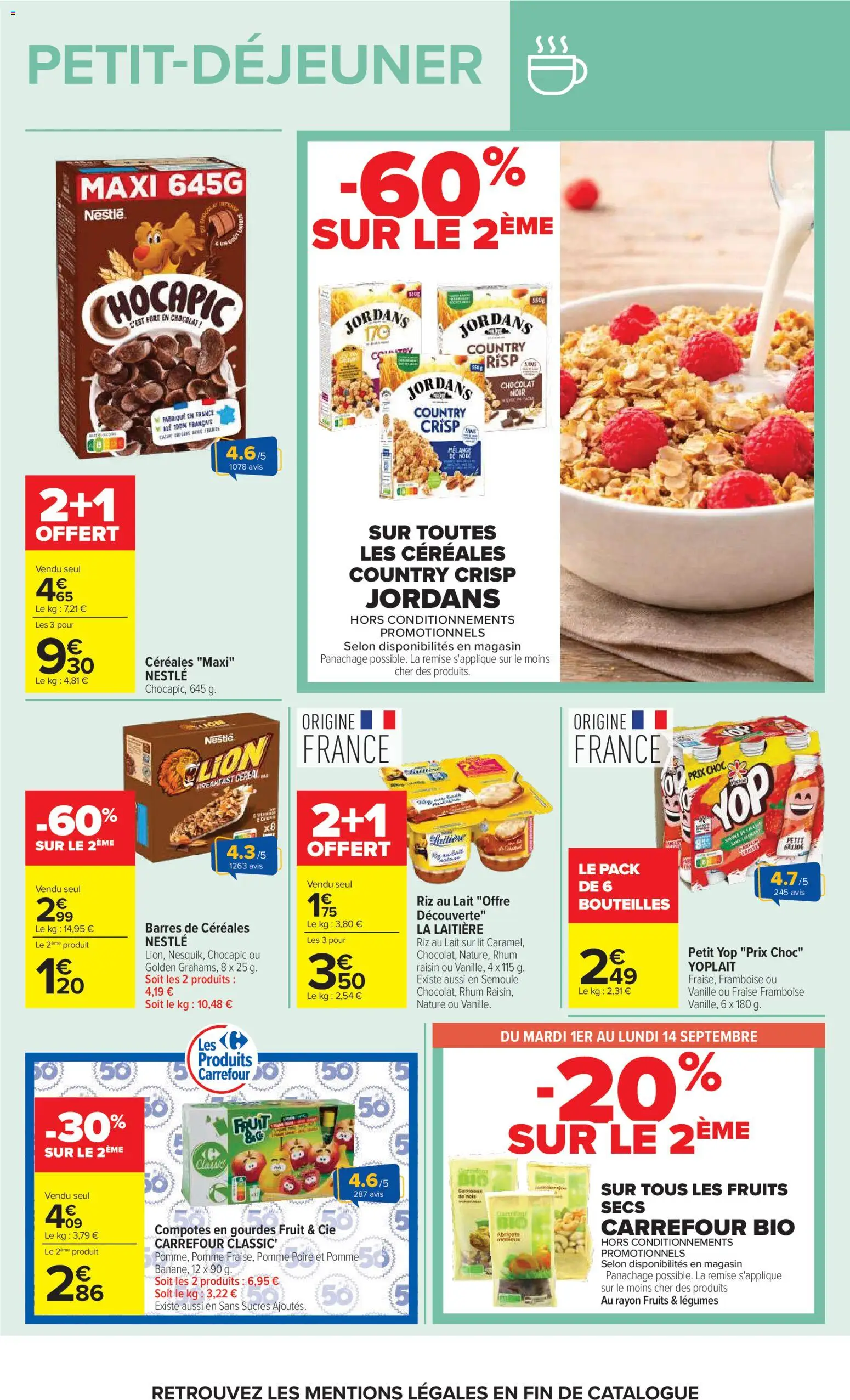 {H1} | Page: 13 | Produits: Riz au lait, Poire, Lit, Lait