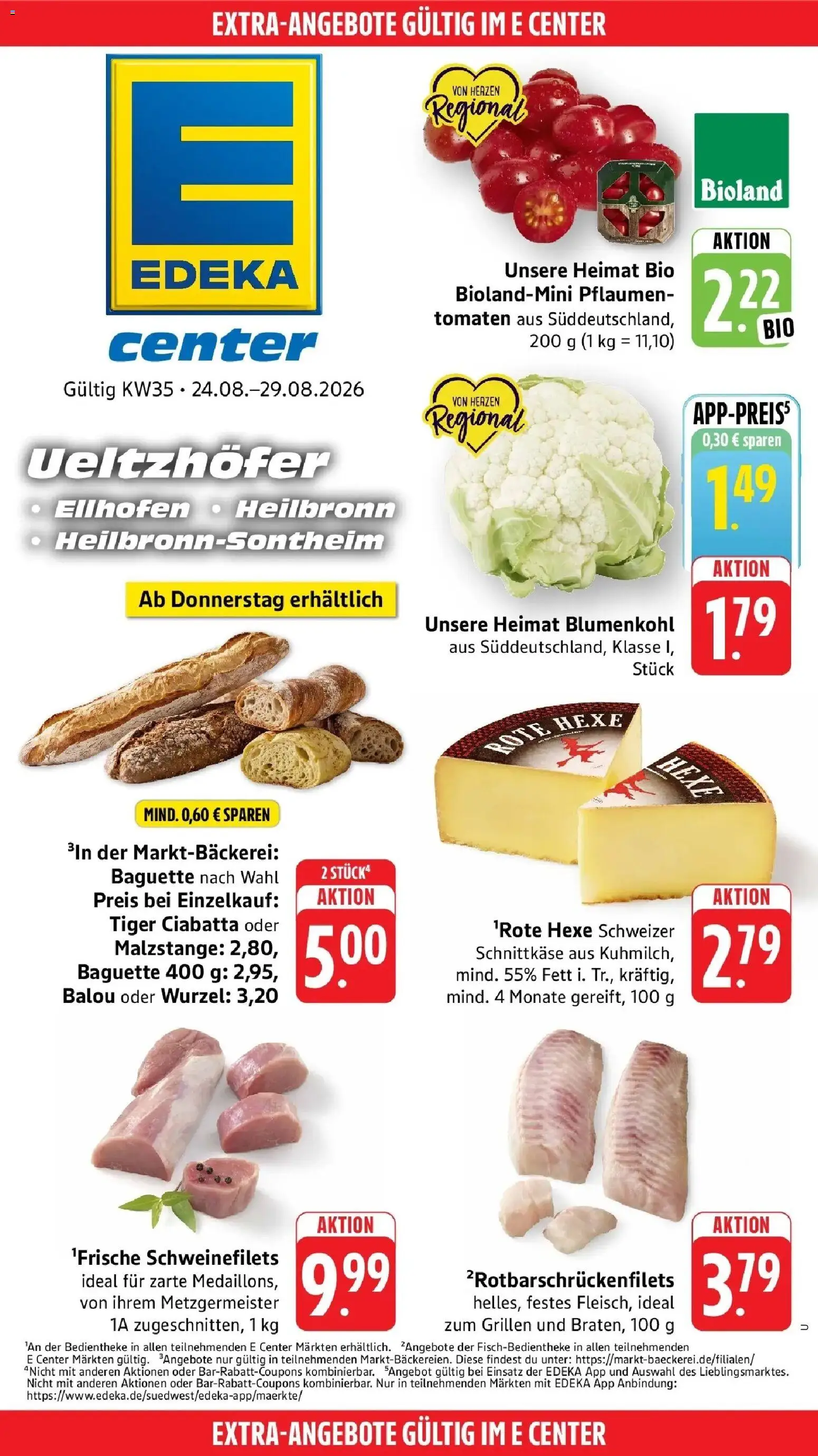 Edeka Prospekt Heilbronn-Sontheim (ab 24.08.2026) » Angebote Online | Seite: 41 | Produkte: Pflaumen, Baguette, Tomaten, Blumenkohl