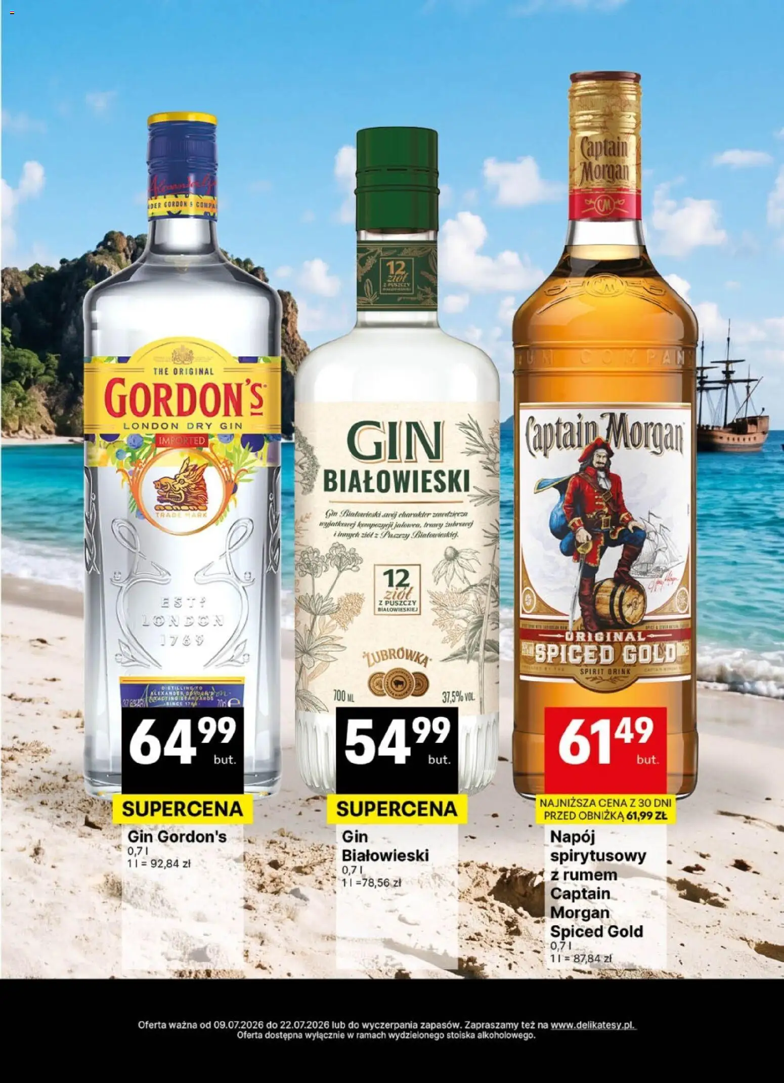 Delikatesy Centrum gazetka - DeliBarek od 09.07.2026 | Strona: 17 | Produkty: Trawy, Gin Gordon's, Captain Morgan, Gin