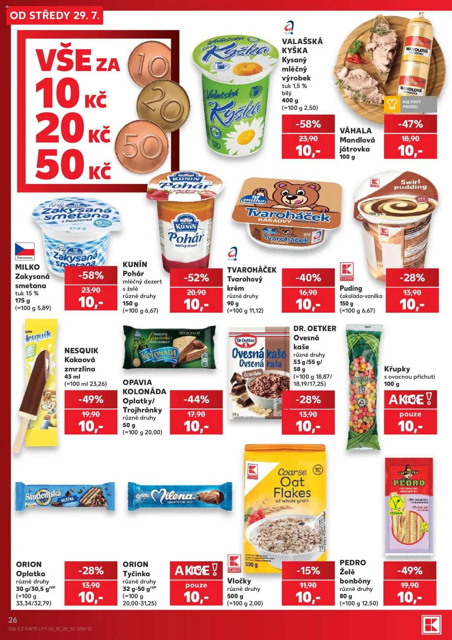 Kaufland leták - Plzeň Bory od 29.07.2026 | Strana: 26 | Produkty: Vločky, Zmrzlina, Puding, Želé bonbóny