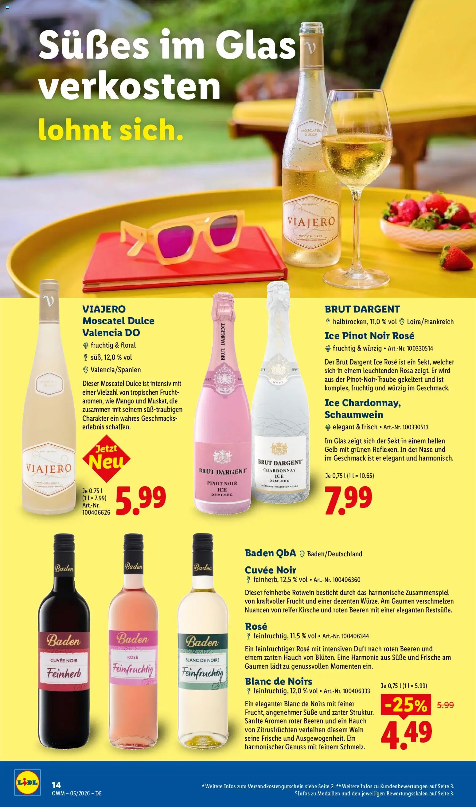 Lidl Prospekt – gültig ab 01.05.2026 | Seite: 14 | Produkte: Rotwein, Duft, Mango, Brut dargent