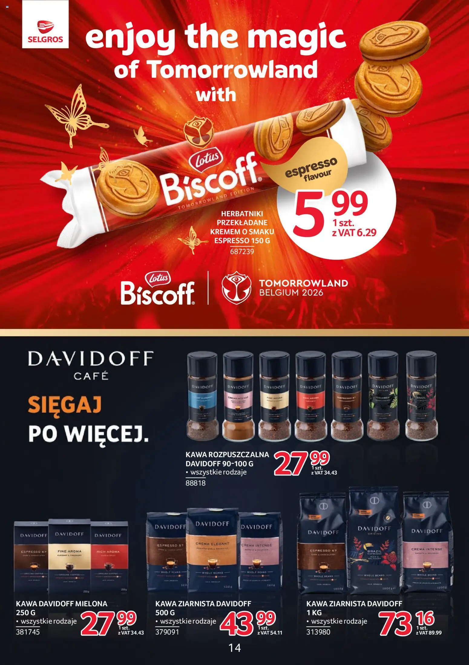 Selgros cash&carry gazetka - Markowe Produkty od 02.06.2026 | Strona: 14 | Produkty: Kawa ziarnista, Kawa rozpuszczalna, Herbatniki, Kawa