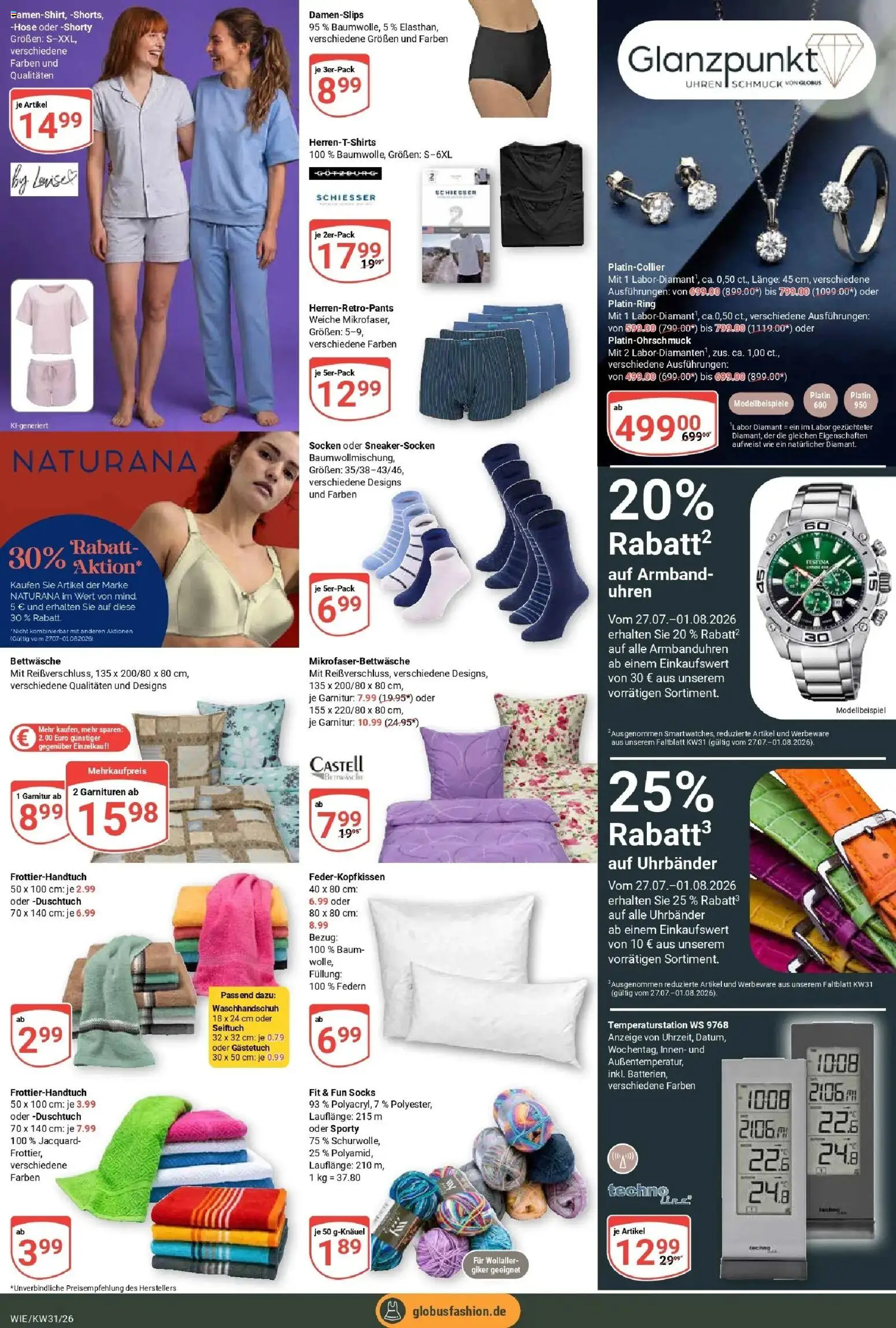 Globus Prospekt Waghäusel – gültig ab 20.07.2026 | Seite: 28 | Produkte: Bettwäsche, Hose, Socken