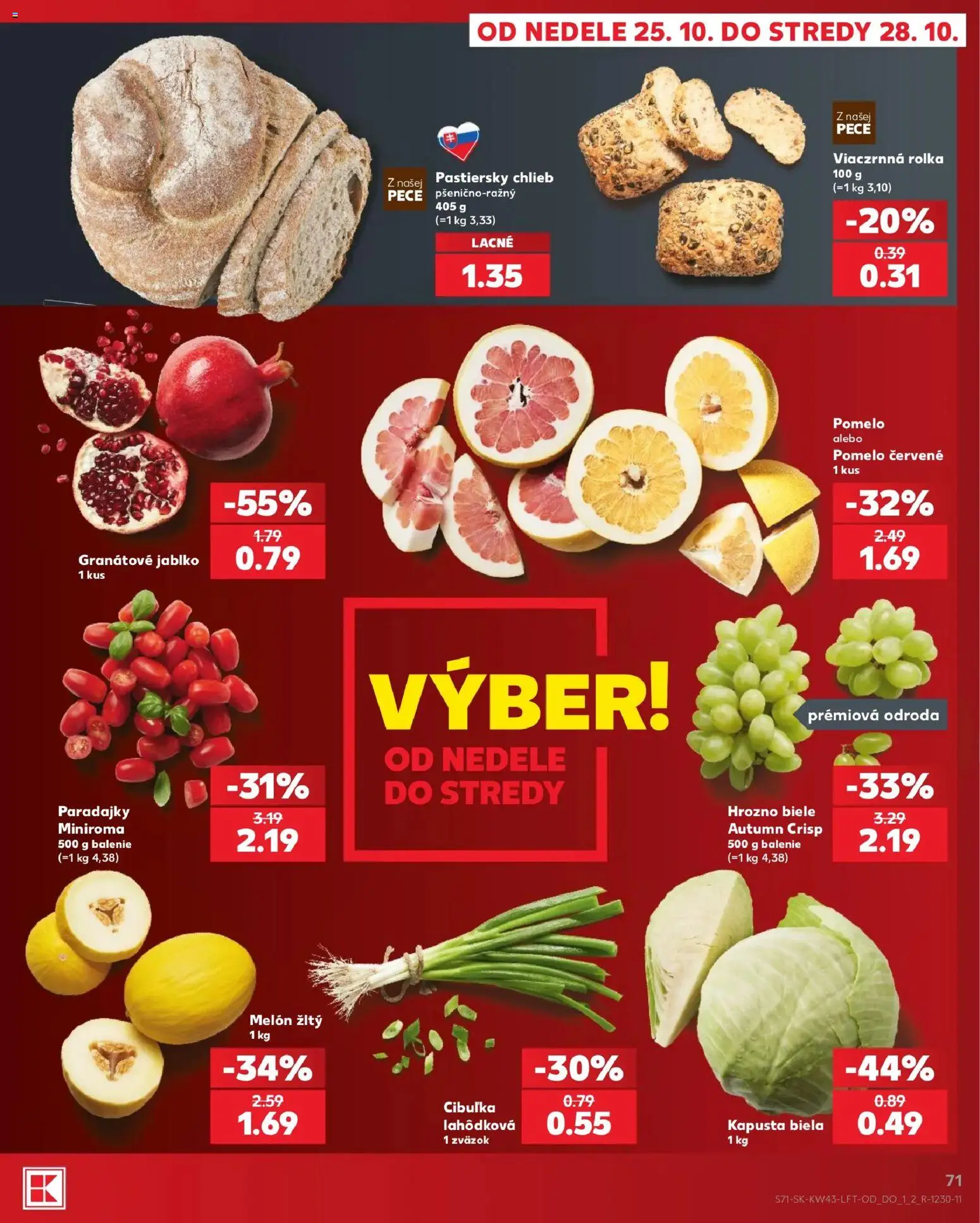 Nové Kaufland akcie – leták je platný od 22.10.2026 | Strana: 71 | Produkty: Kapusta, Paradajky, Granátové jablko, Pomelo