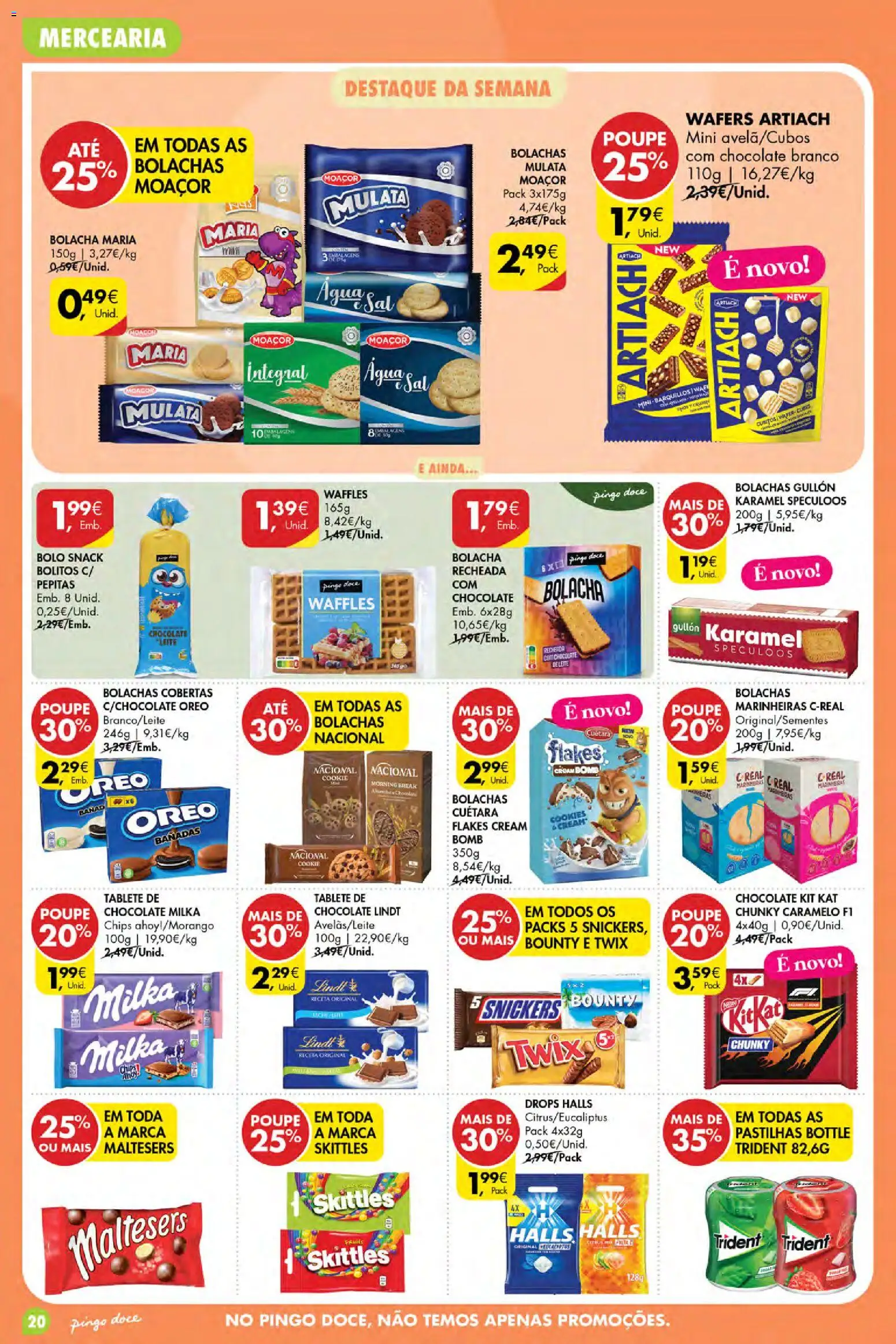 Pingo Doce Poupe Esta Semana Açores │ válido de 13/08/2026 | Página: 20 | Produtos: Lindt, Bolachas, Sal, Leite