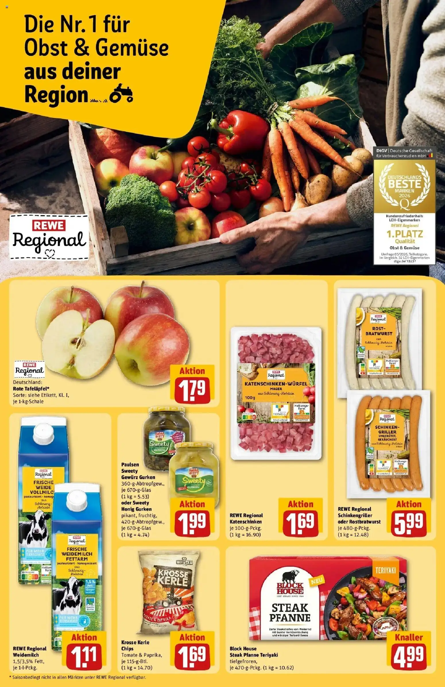 REWE Prospekt ab 07.09.2026 zum Blättern » Angebote | Seite: 22 | Produkte: Paprika, Obst, Schinken, Griller