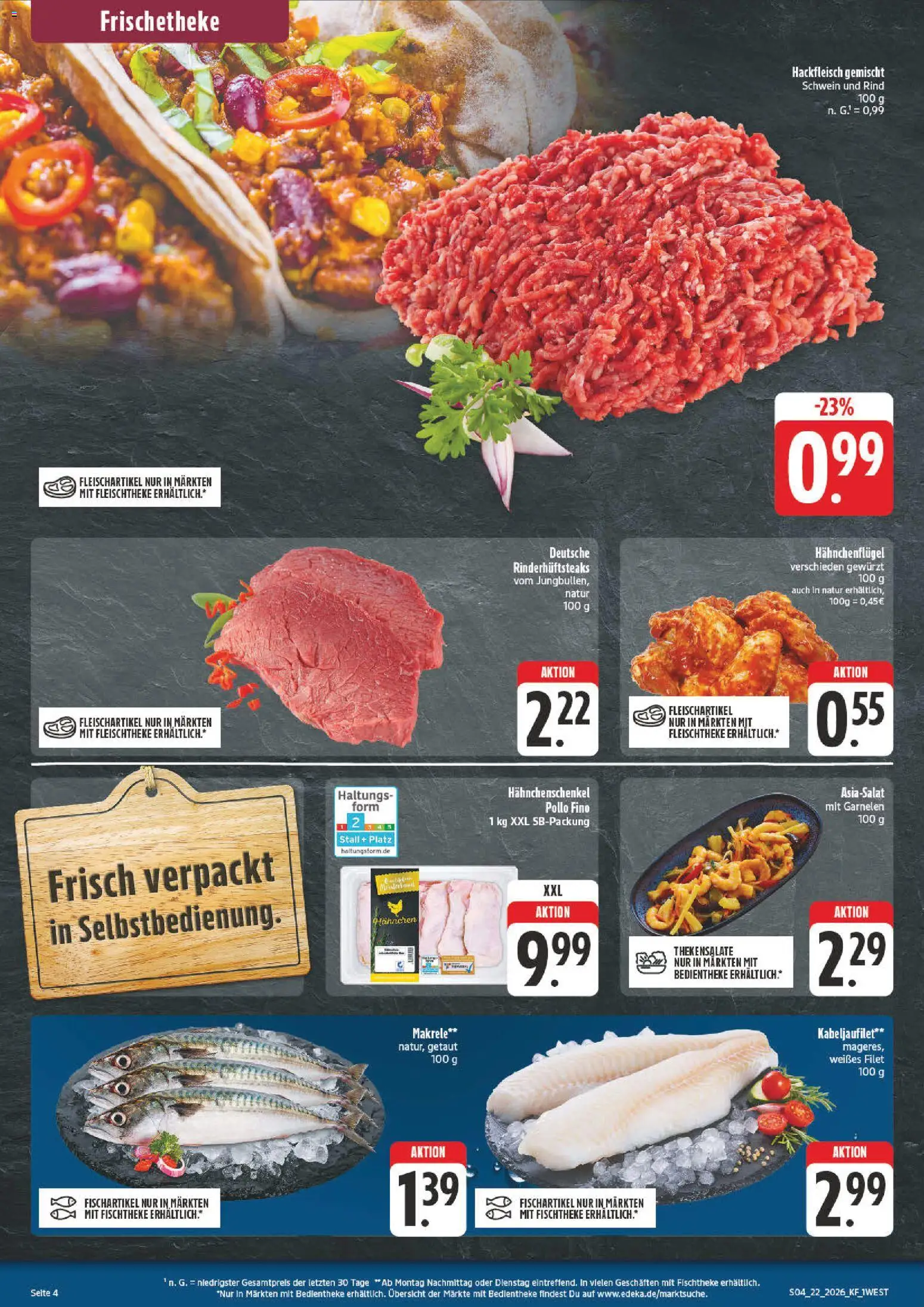 nah & gut Prospekt – gültig ab 26.05.2026 | Seite: 4 | Produkte: Hahnchen, Hahnchenschenkel, Garnelen, Hackfleisch