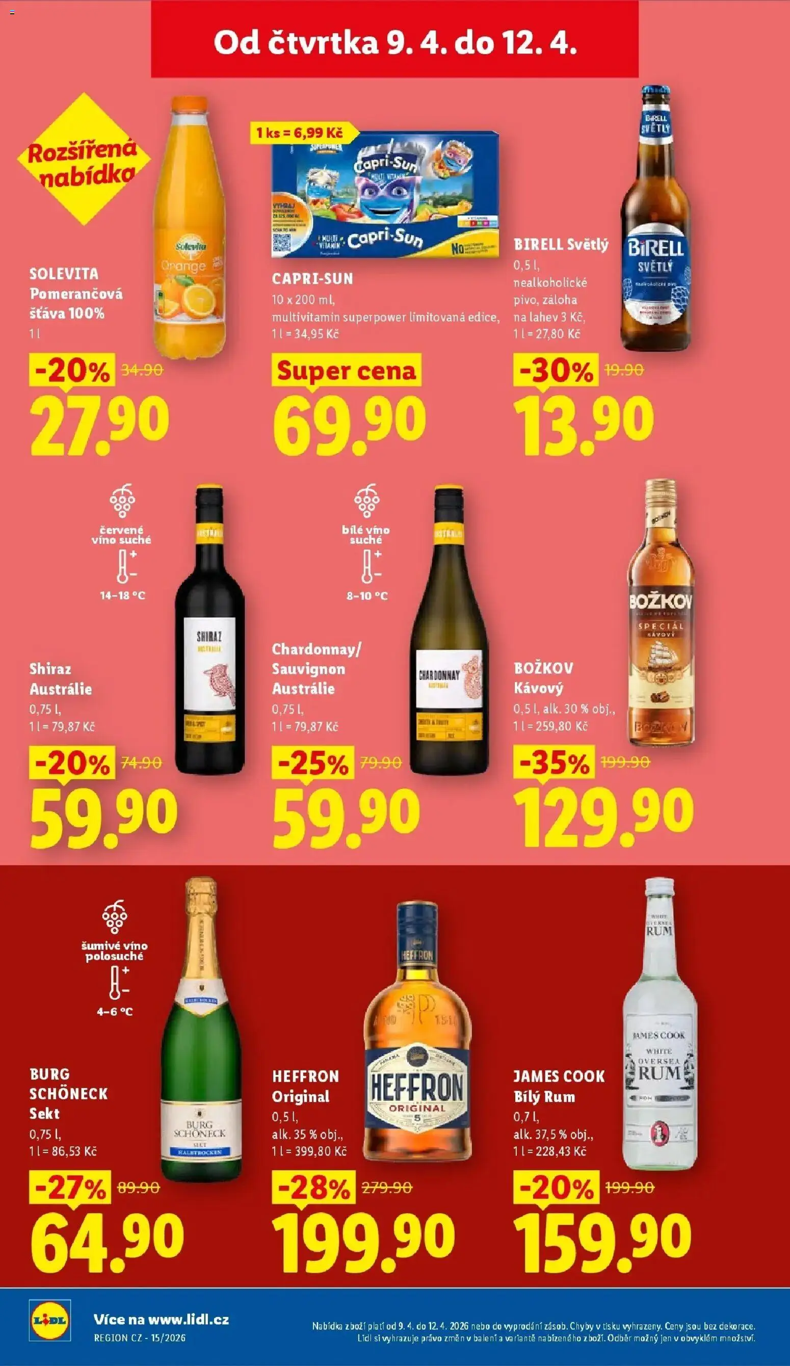 Lidl aktuální leták od 09.04.2026 | Strana: 22 | Produkty: Bílé víno, Rum, Bílý rum, Božkov