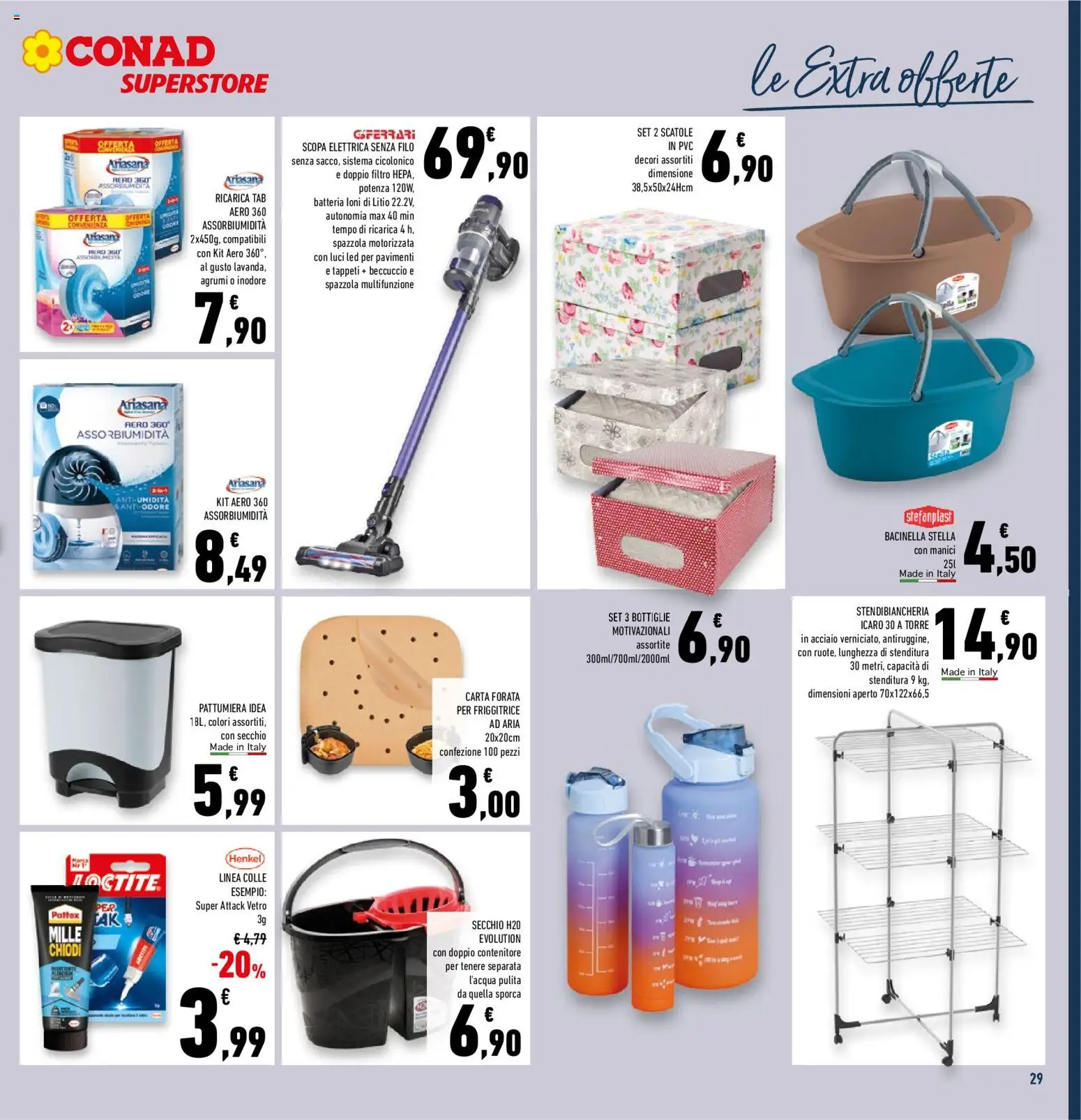 Volantino Conad del 23/09/2026 | Pagina: 29 | Prodotti: Stendibiancheria, Secchio, Pattumiera, Friggitrice