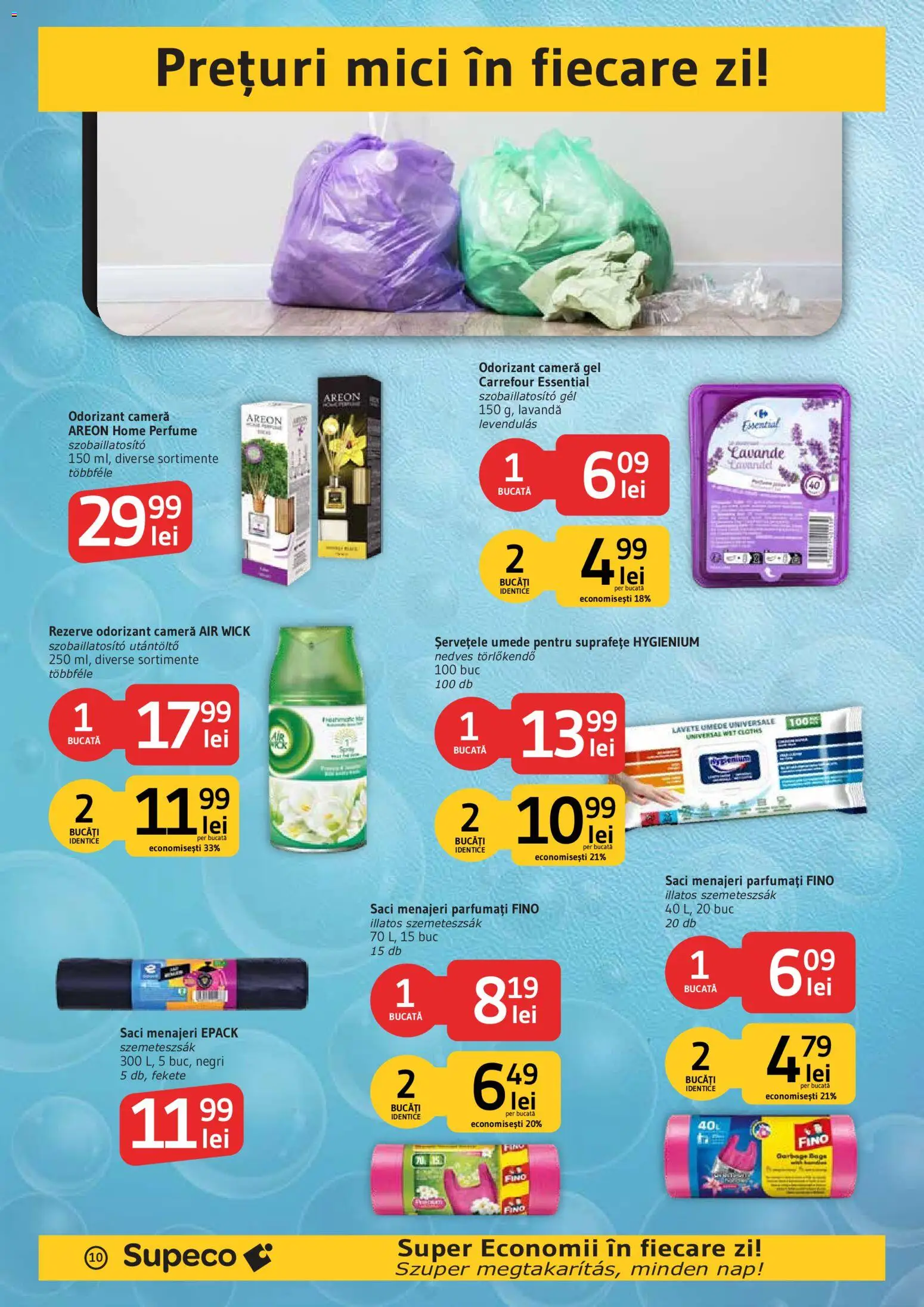 Noul catalog Supeco – valabil de la 01.10.2026 | Pagină: 10 | Produse: Cameră, Saci menajeri, Mici, Șervețele umede