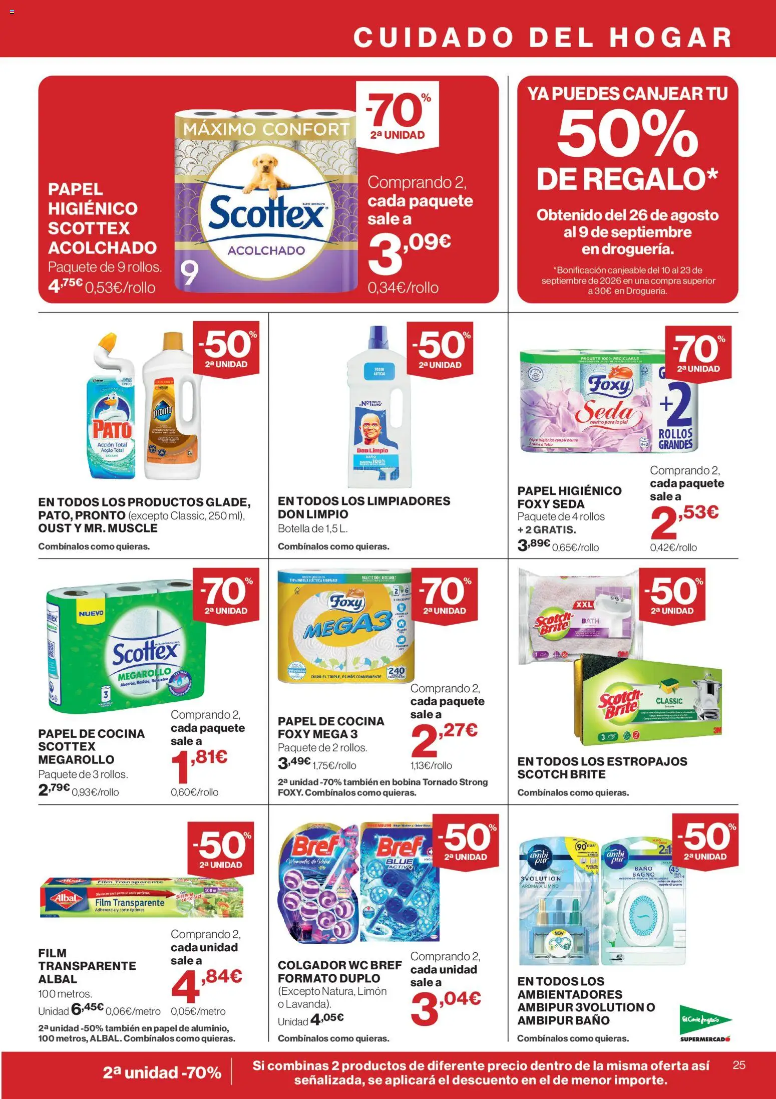 El Corte Inglés ofertas │ válido desde el 10/09/2026 | Página: 25 | Productos: Papel higienico, Limón, Cocina, Pato
