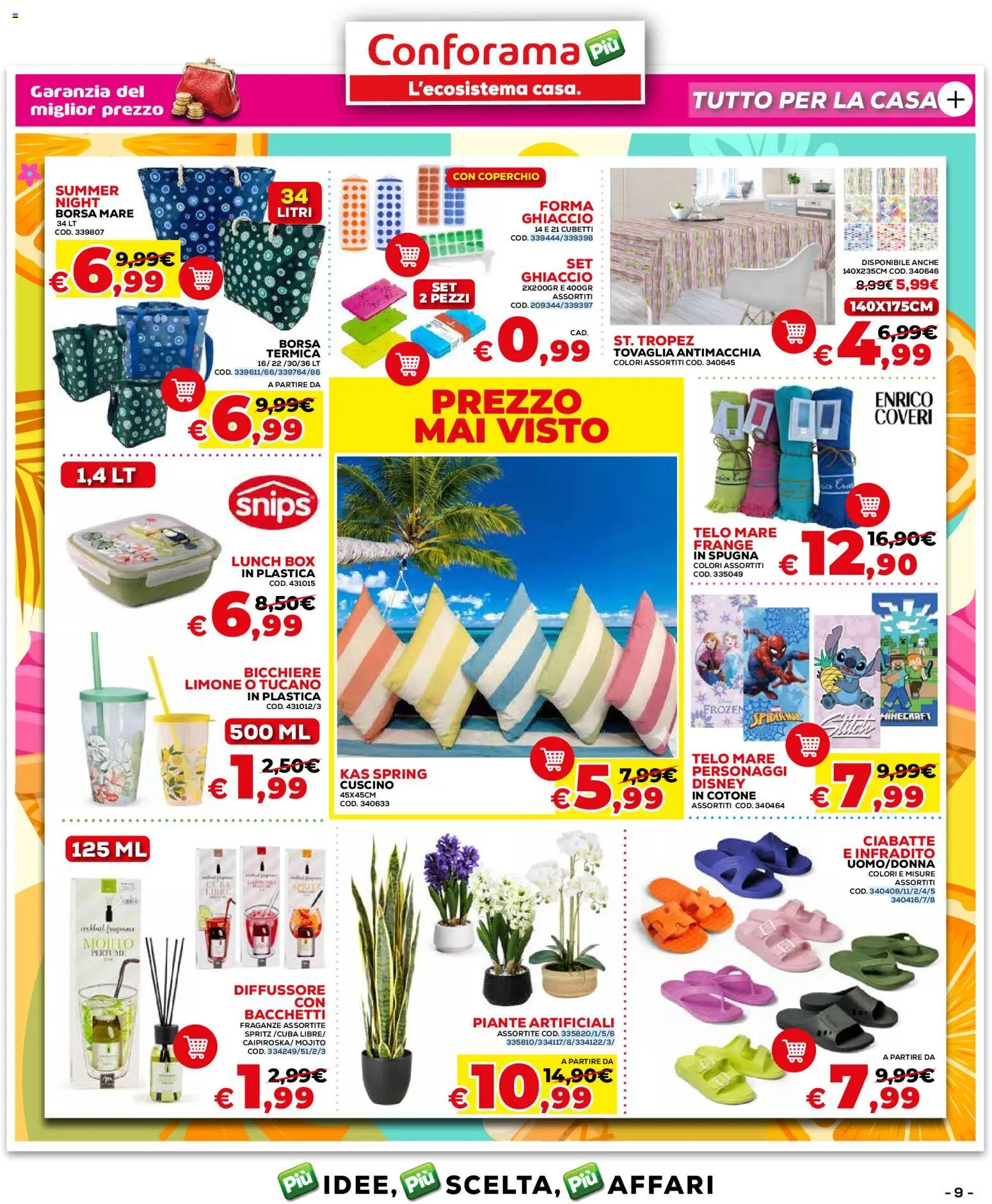 Volantino Conforama del 04.06.2026 | Pagina: 9 | Prodotti: Infradito, Limone, Borsa, Tovaglia