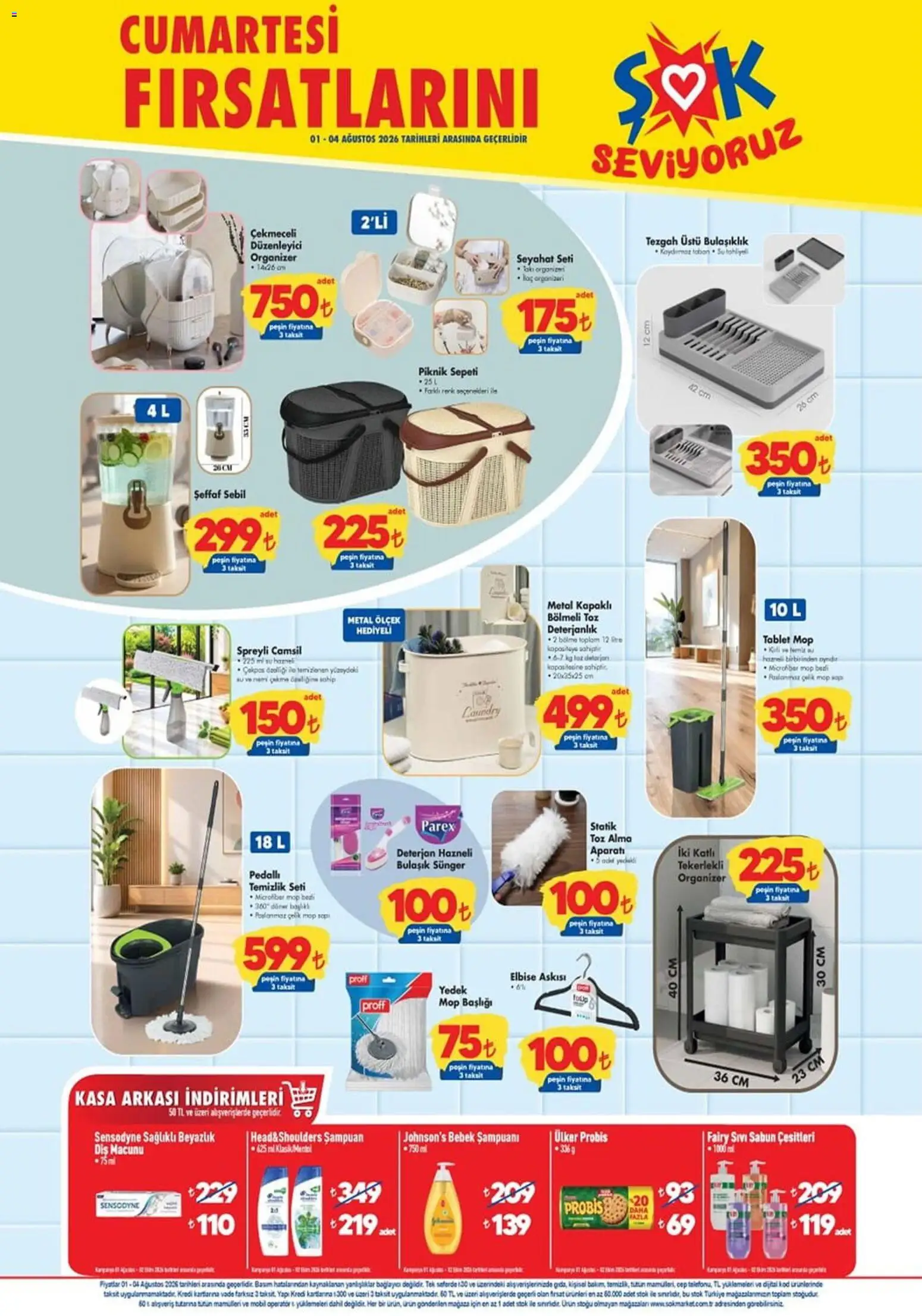 Şok Market - Hafta sonu fırsatları - 01 Ağustos 2026 tarihinden itibaren geçerlidir | Sayfa: 2 | Ürünler: Diş macunu, Deterjan, Tablet, Kasa