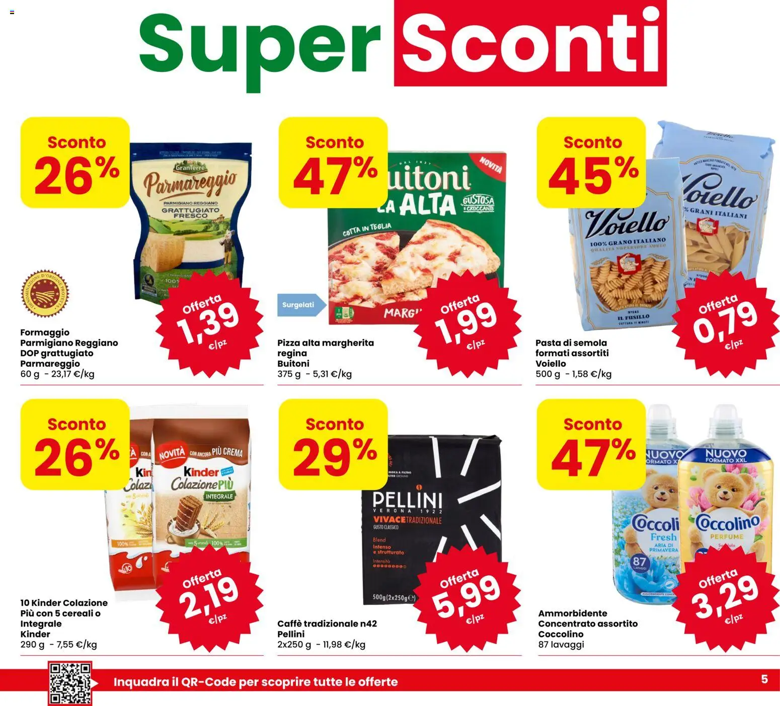 Volantino Eurospar del 17/09/2026 | Pagina: 5 | Prodotti: Pizza, Voiello, Pasta di semola, Formaggio