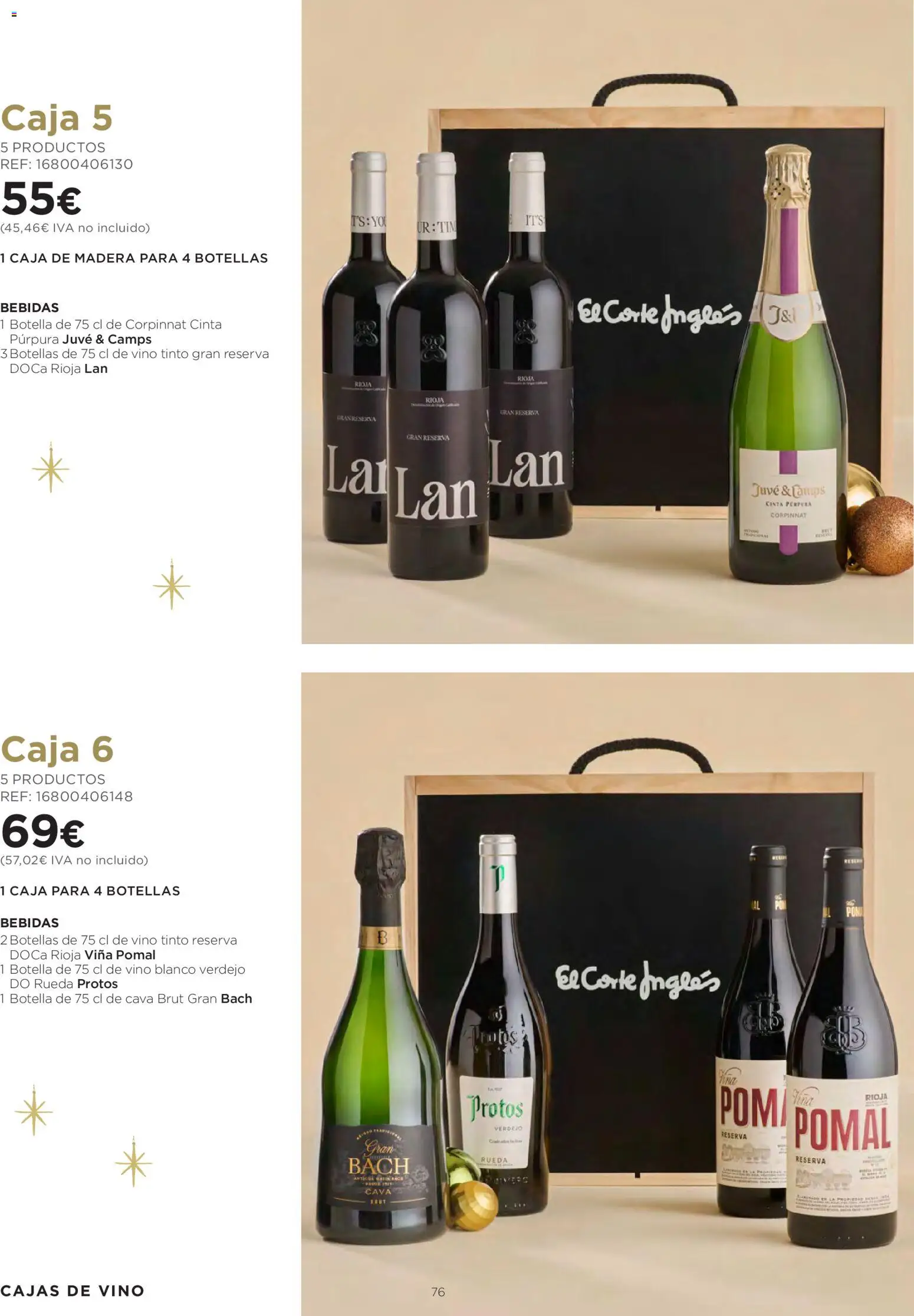 El Corte Inglés Cestas Navidad 2026 │ válido desde el 08/10/2026 | Página: 76 | Productos: Vino tinto, Vino, Bebidas, Caja